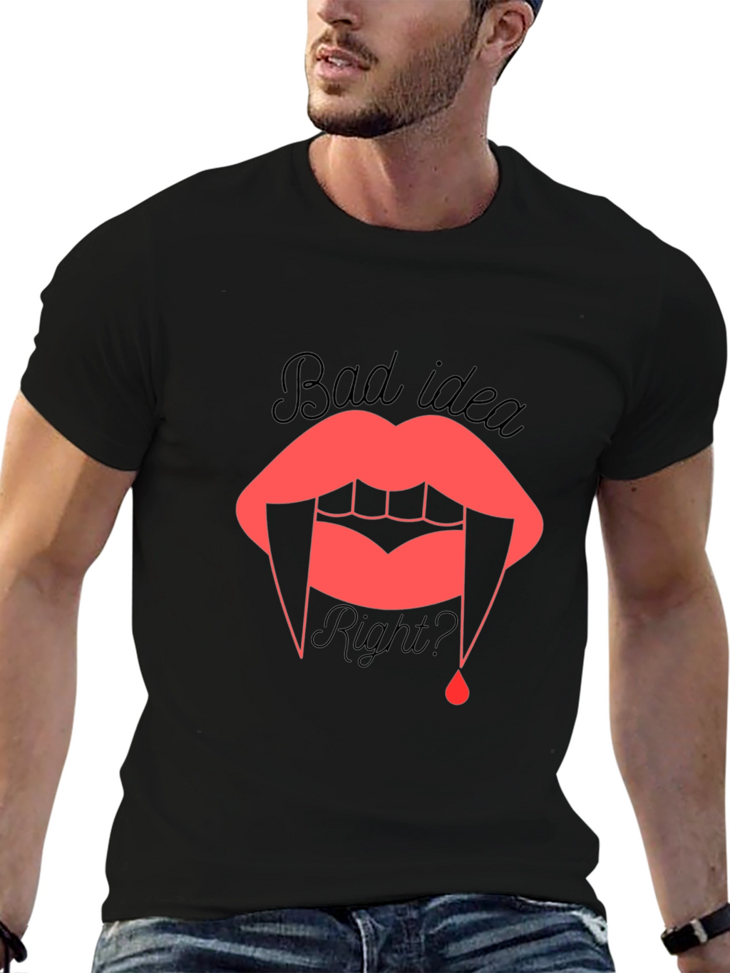 Bad Idea? Vampire Lip Graphic Tee - Black