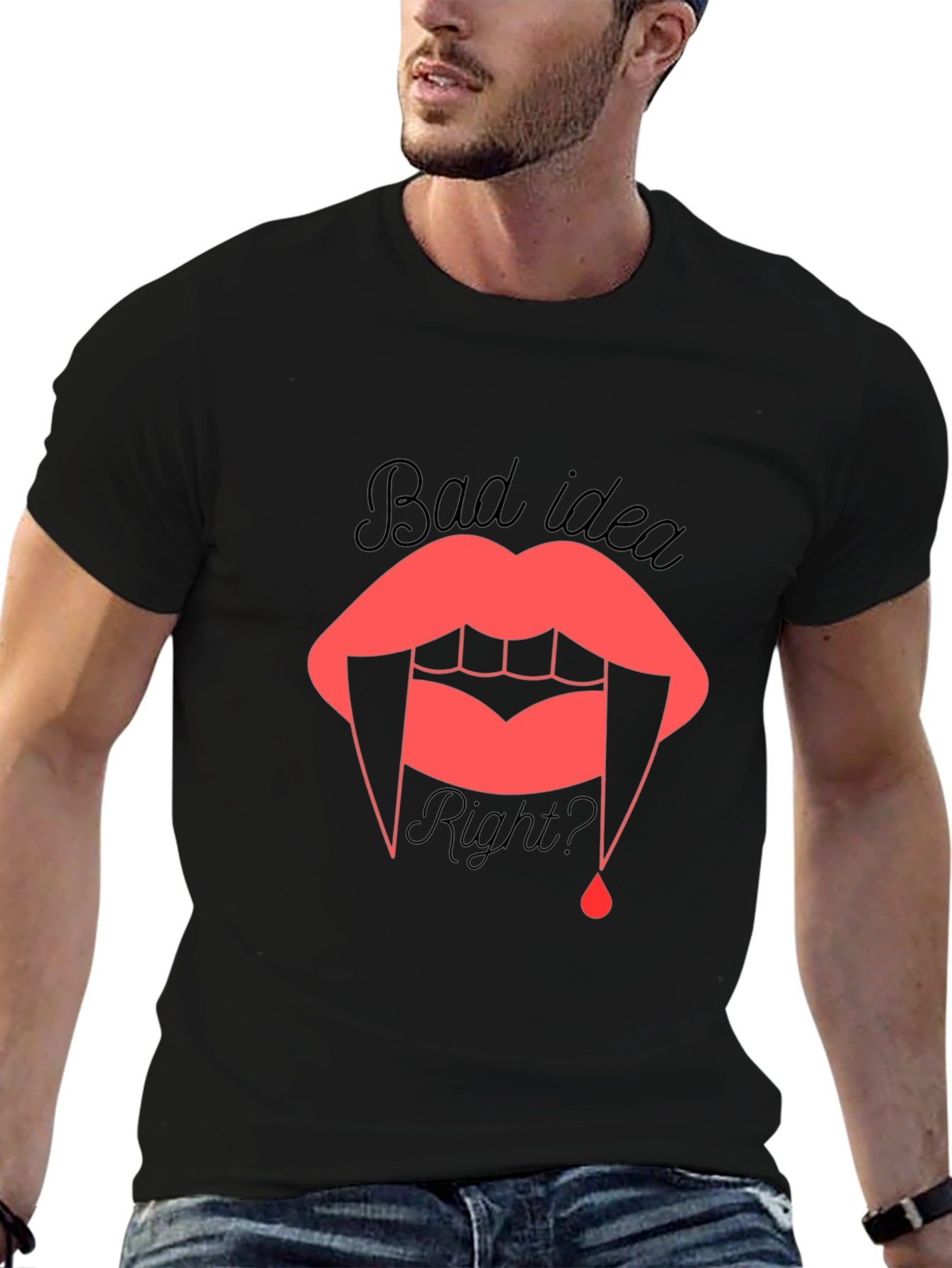 Bad Idea? Vampire Lip Graphic Tee - Black