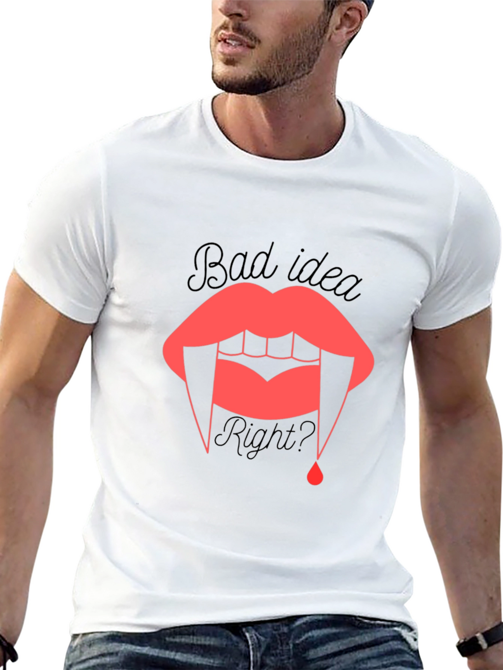 Bad Idea? Vampire Lip Graphic Tee - Black