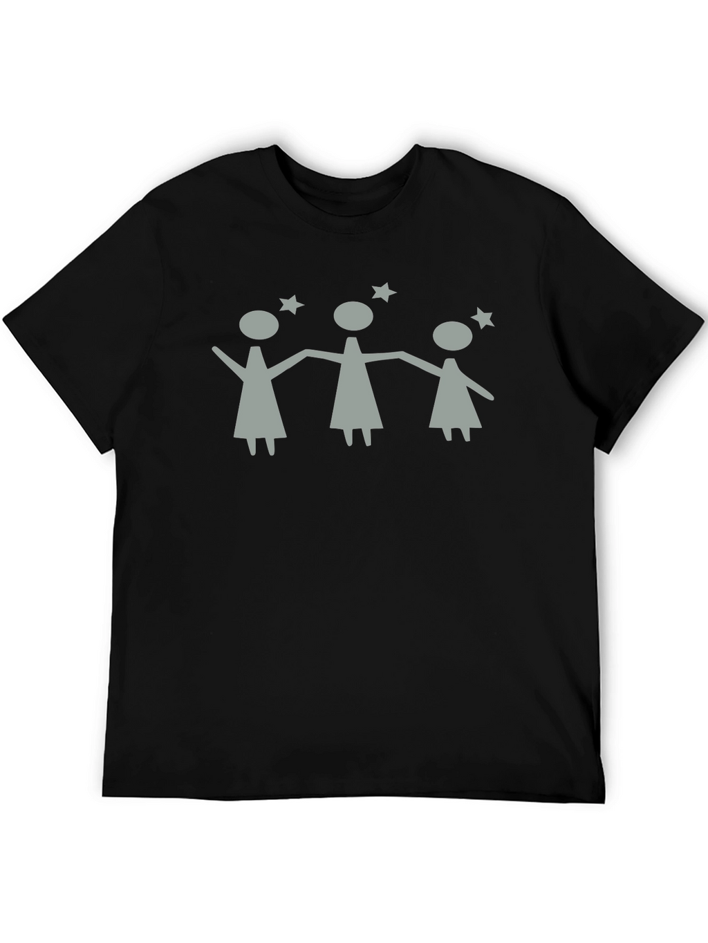 Stick Figure Women Stars Black T-Shirt