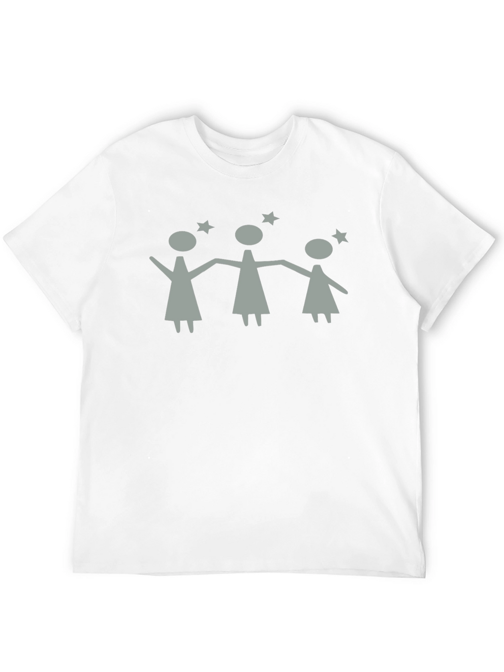 Stick Figure Women Stars Black T-Shirt