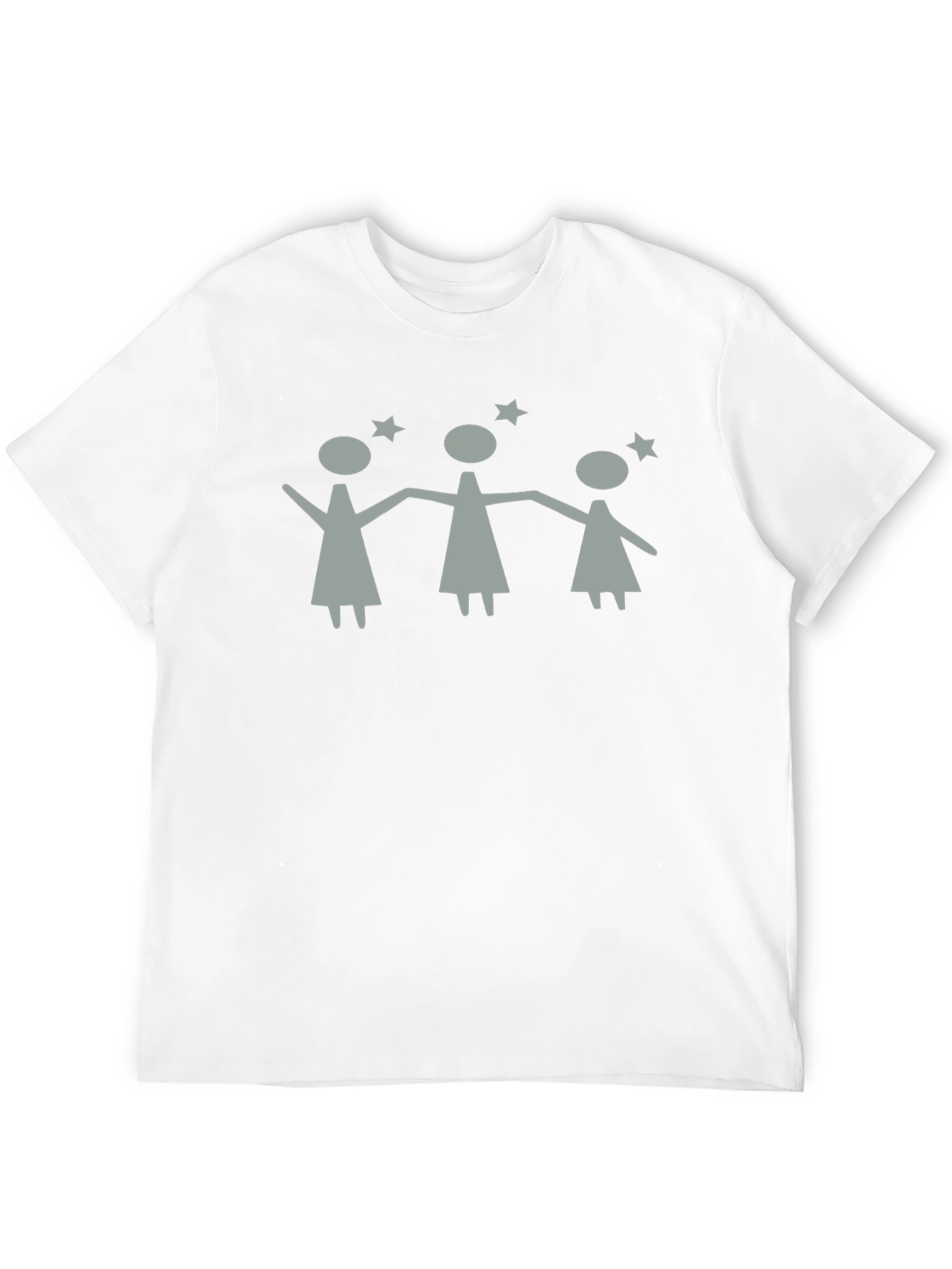 Stick Figure Women Stars Black T-Shirt