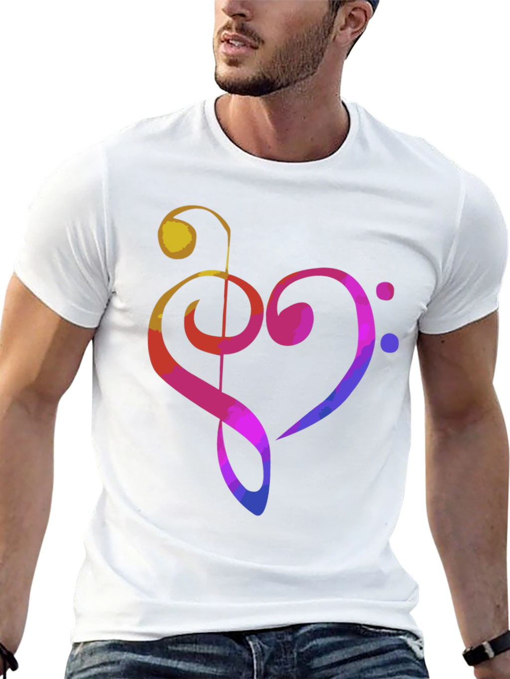 Music Heart Graphic Tee - Black Cotton T-Shirt
