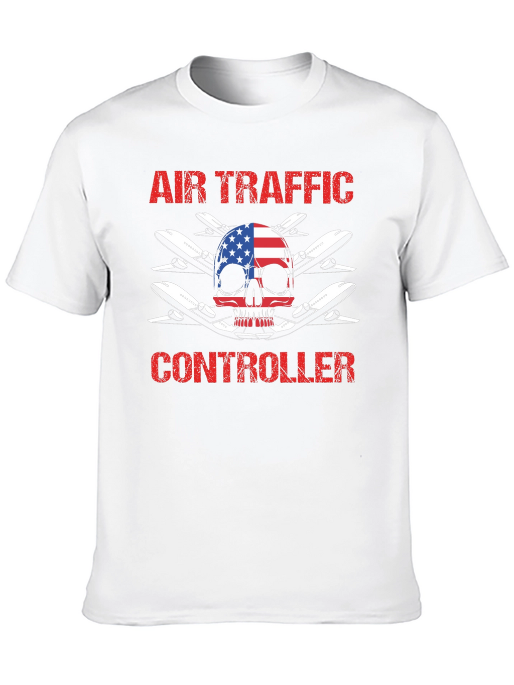 Air Traffic Controller American Flag Skull T-Shirt