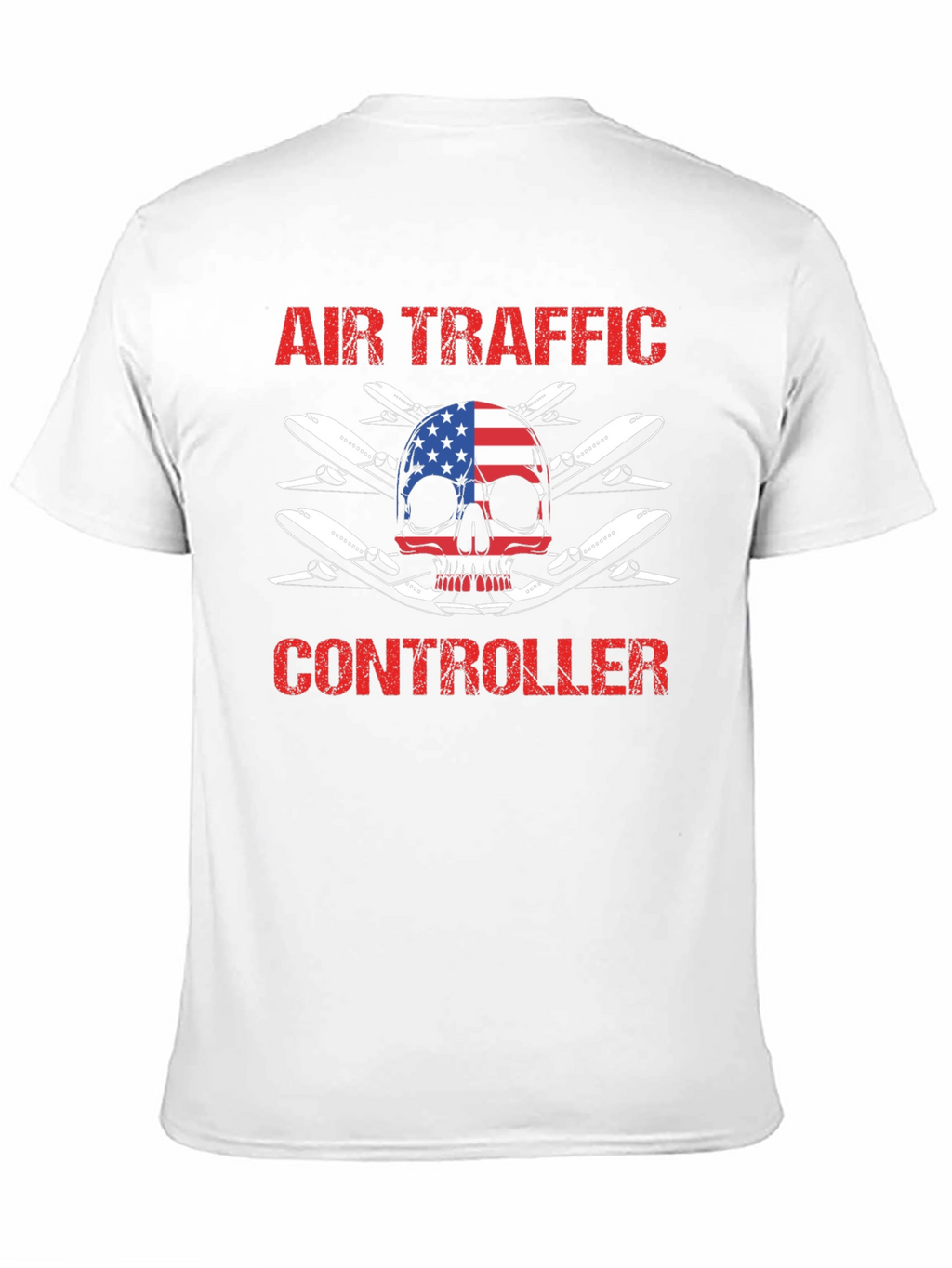 Air Traffic Controller American Flag Skull T-Shirt