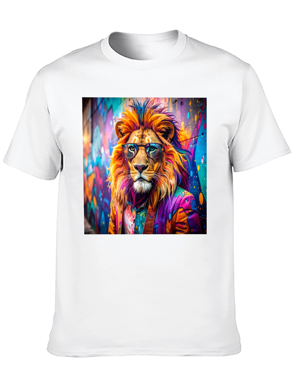 Lion Graffiti Art Print Black T-Shirt