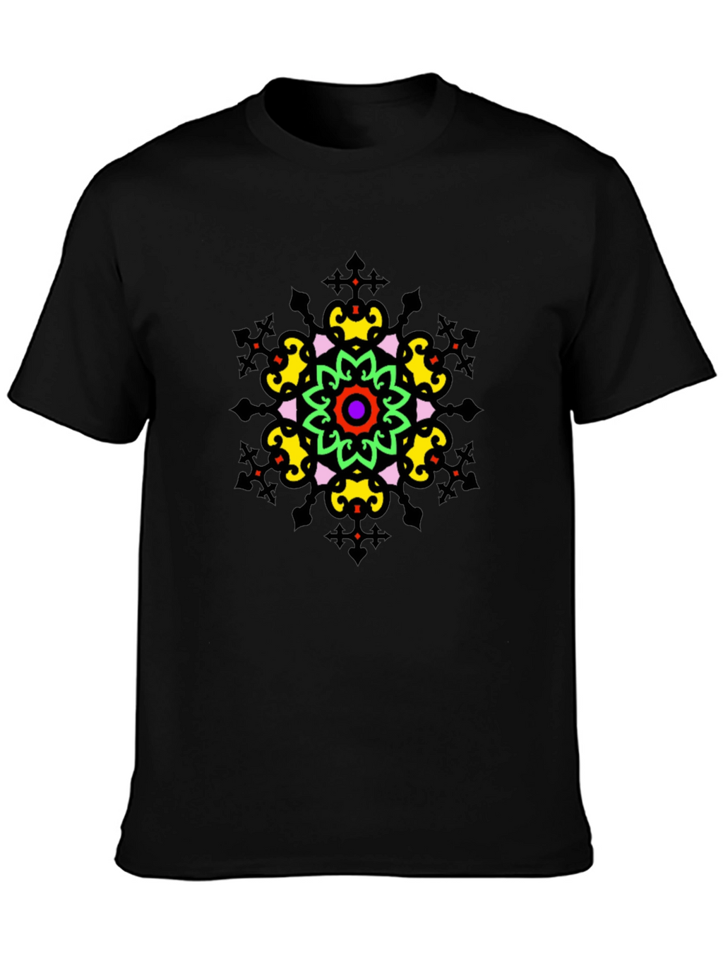 Vibrant Mandala Graphic Tee - Stylish Unisex Black T-Shirt