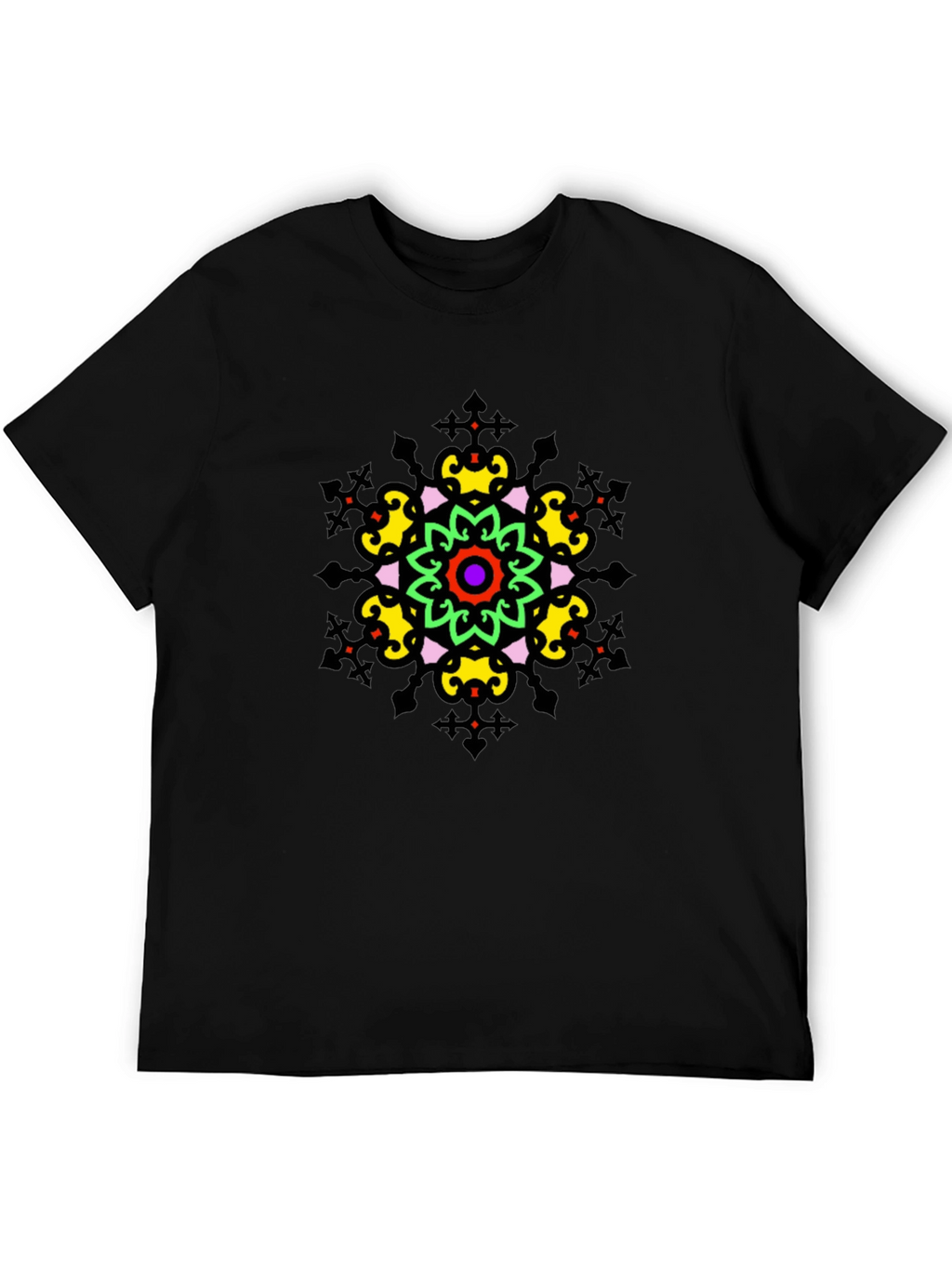 Vibrant Mandala Graphic Tee - Stylish Unisex Black T-Shirt