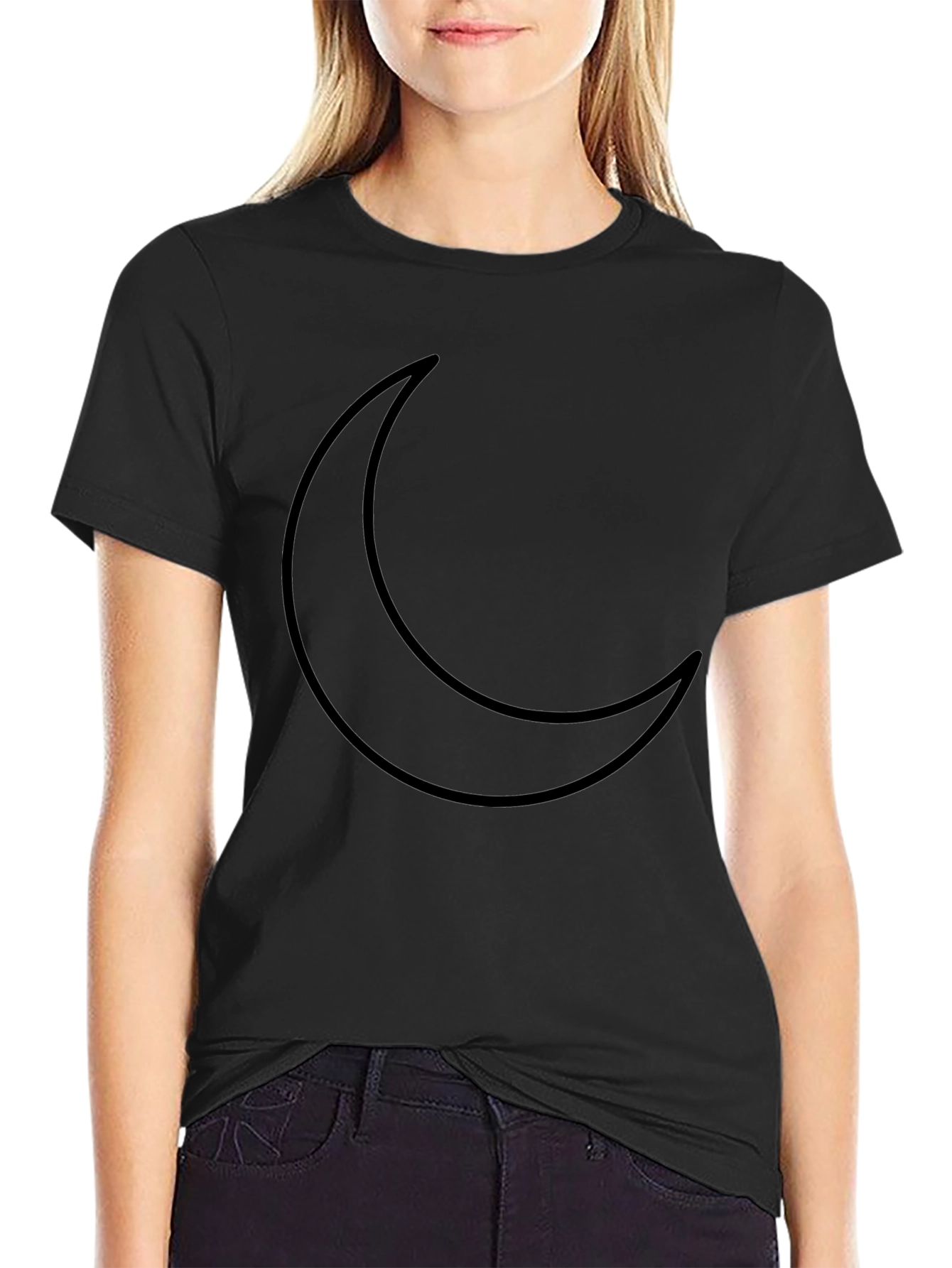 Crescent Moon Graphic Black T-Shirt
