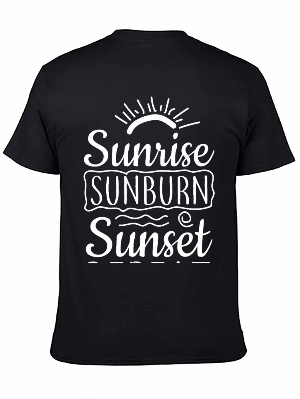 Sunrise Sunburn Sunset Black Graphic T-Shirt