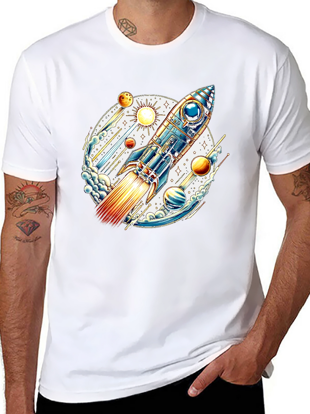 Space Rocket Graphic Tee - Blast Off in Style!