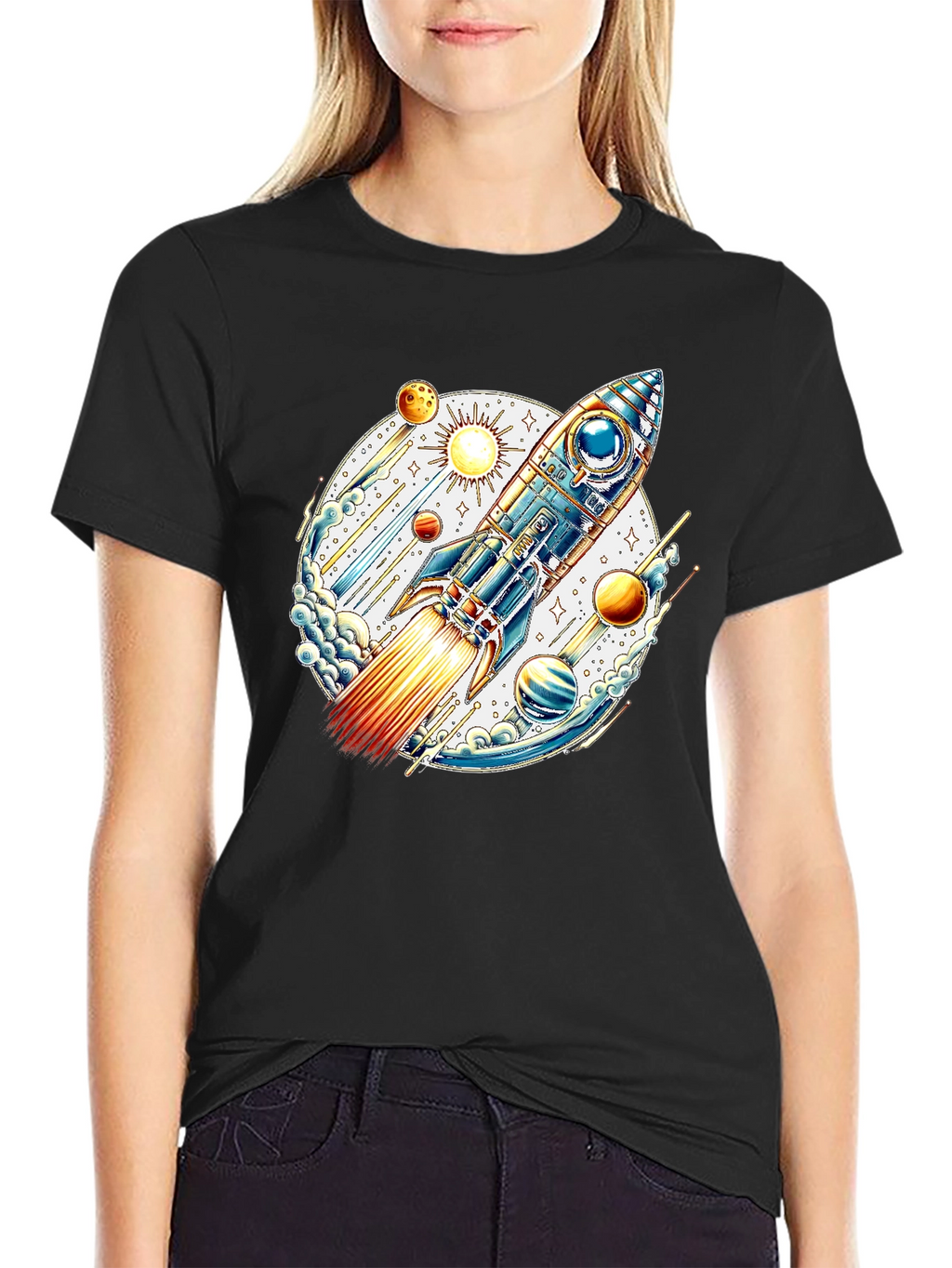Space Rocket Graphic Tee - Blast Off in Style!