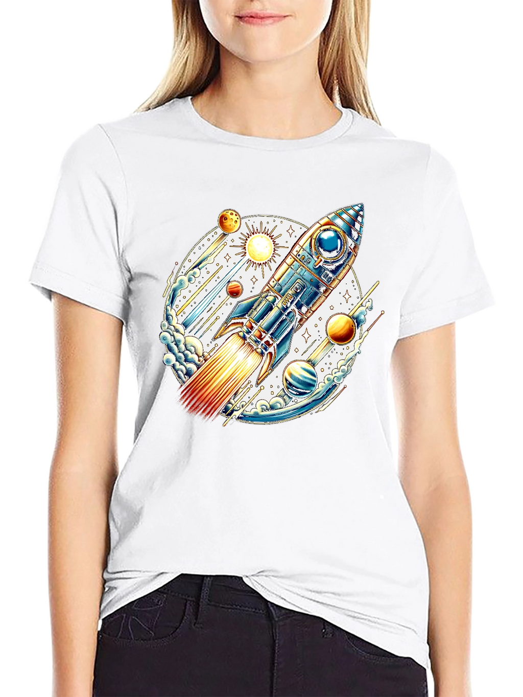 Space Rocket Graphic Tee - Blast Off in Style!