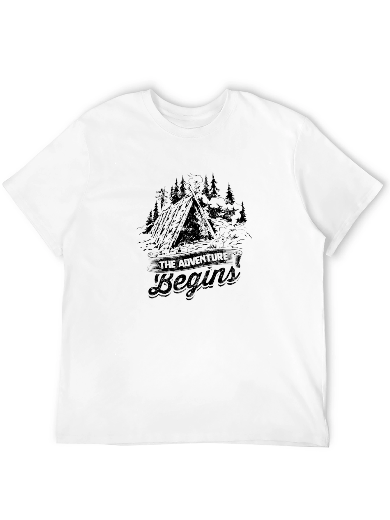 Adventure Begins Black T-Shirt - Nature Inspired Tee