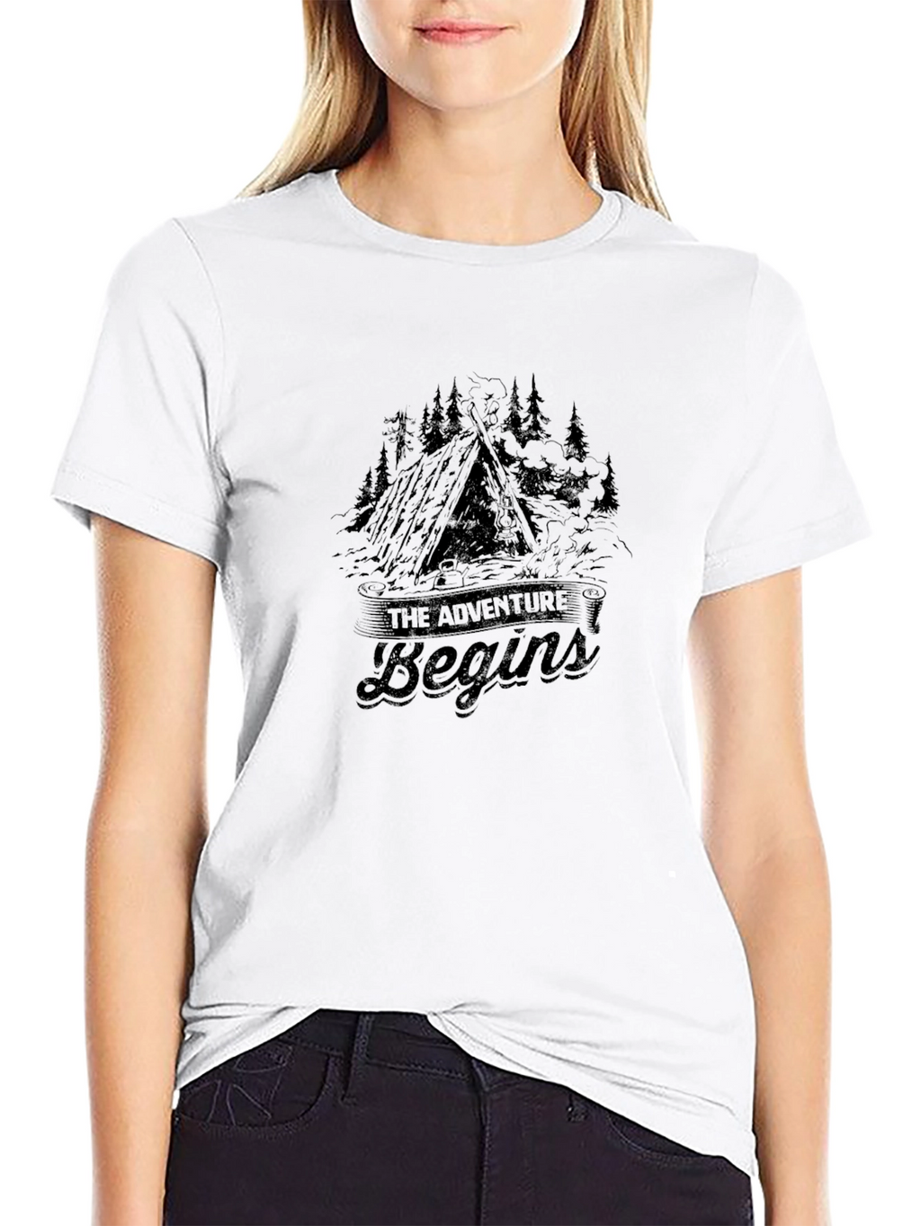 Adventure Begins Black T-Shirt - Nature Inspired Tee