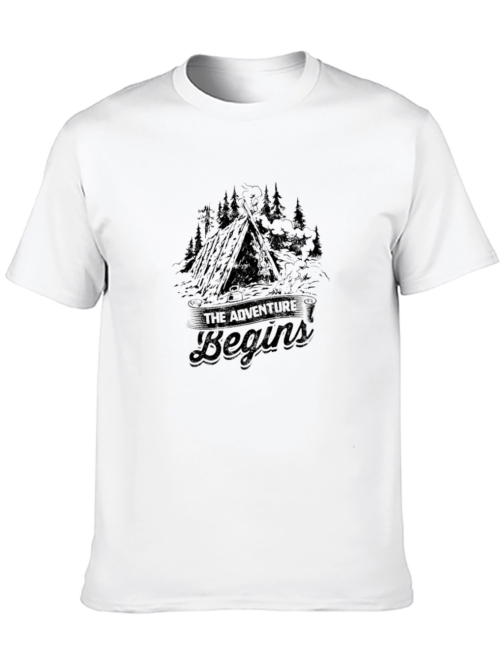 Adventure Begins Black T-Shirt - Nature Inspired Tee