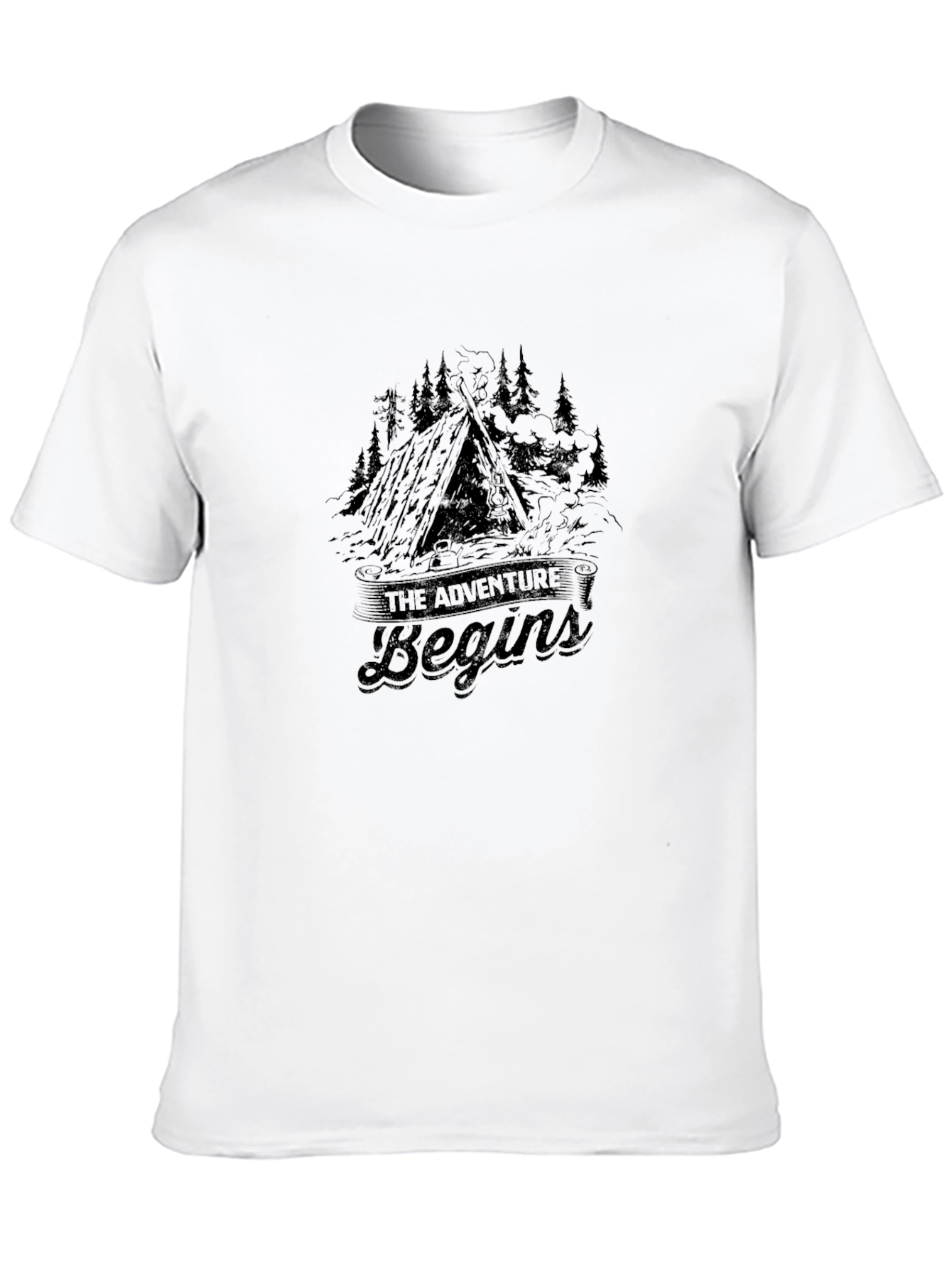 Adventure Begins Black T-Shirt - Nature Inspired Tee