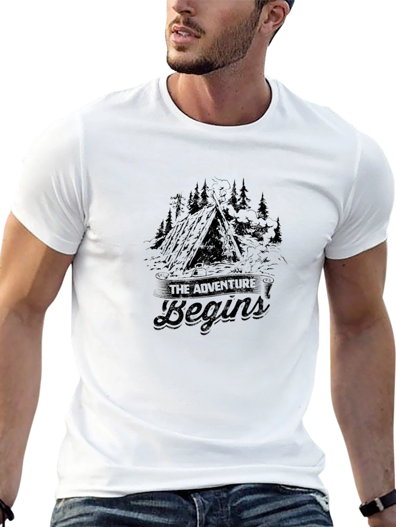 Adventure Begins Black T-Shirt - Nature Inspired Tee