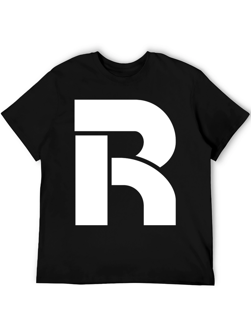Bold White R Graphic Black T-Shirt