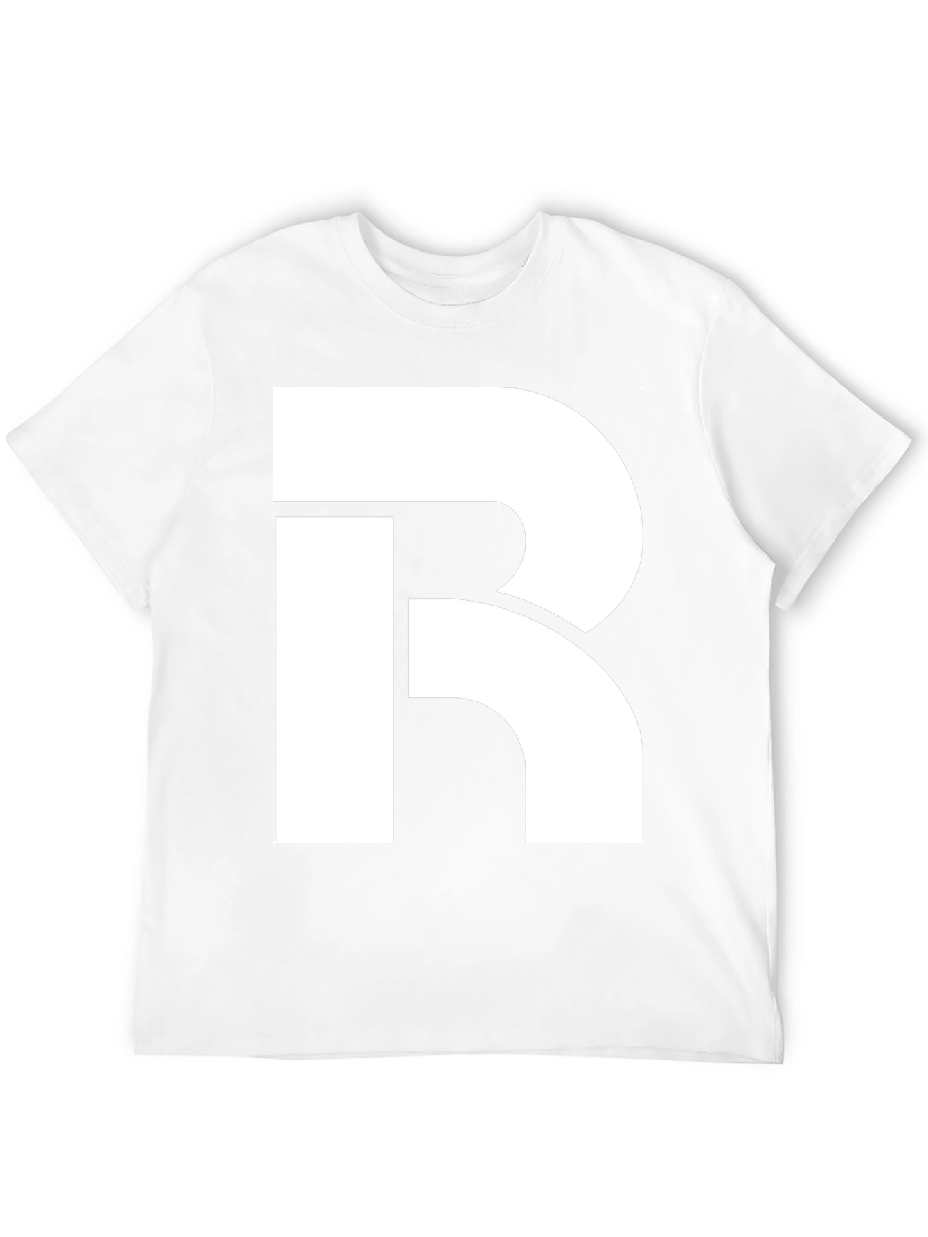 Bold White R Graphic Black T-Shirt
