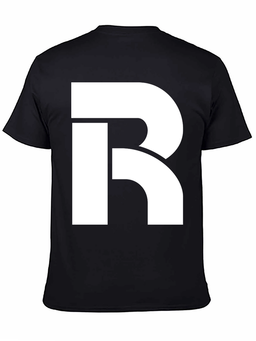 Bold White R Graphic Black T-Shirt