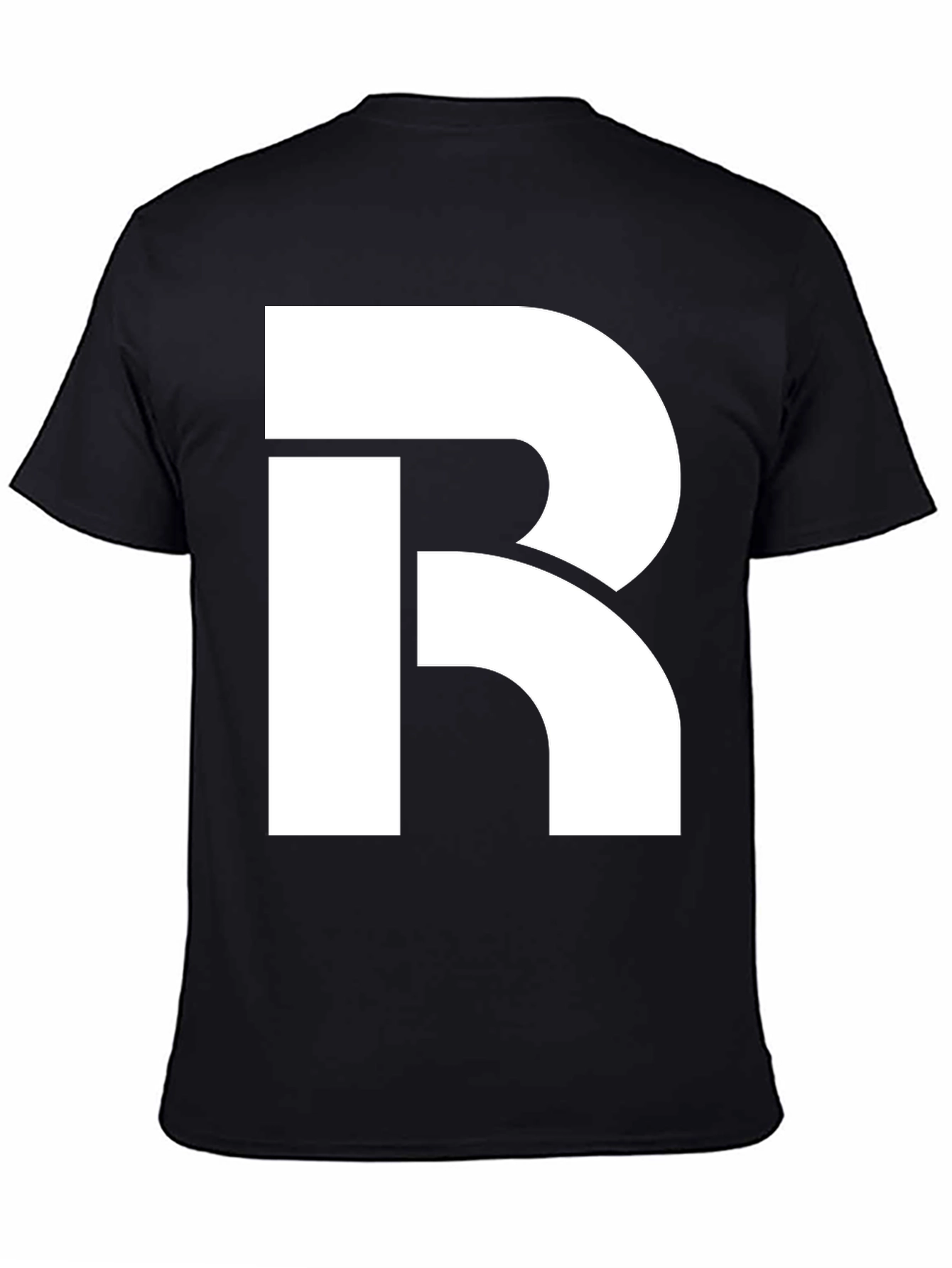 Bold White R Graphic Black T-Shirt