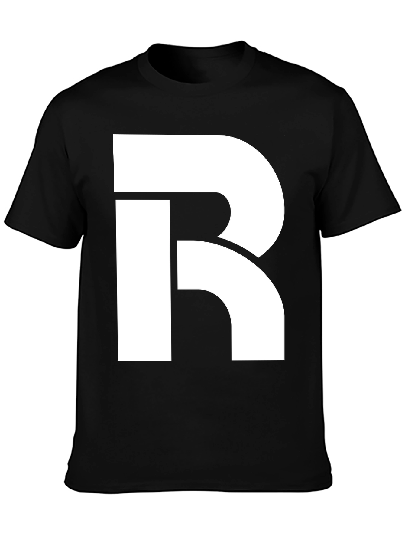 Bold White R Graphic Black T-Shirt