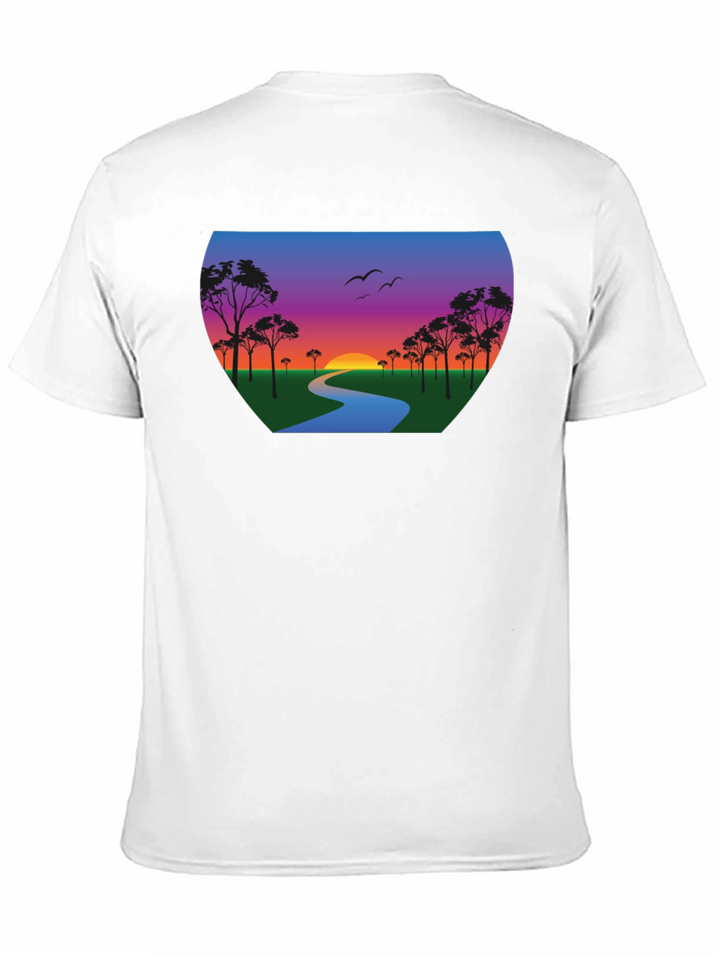 Sunset River Graphic Tee - Black Cotton Blend