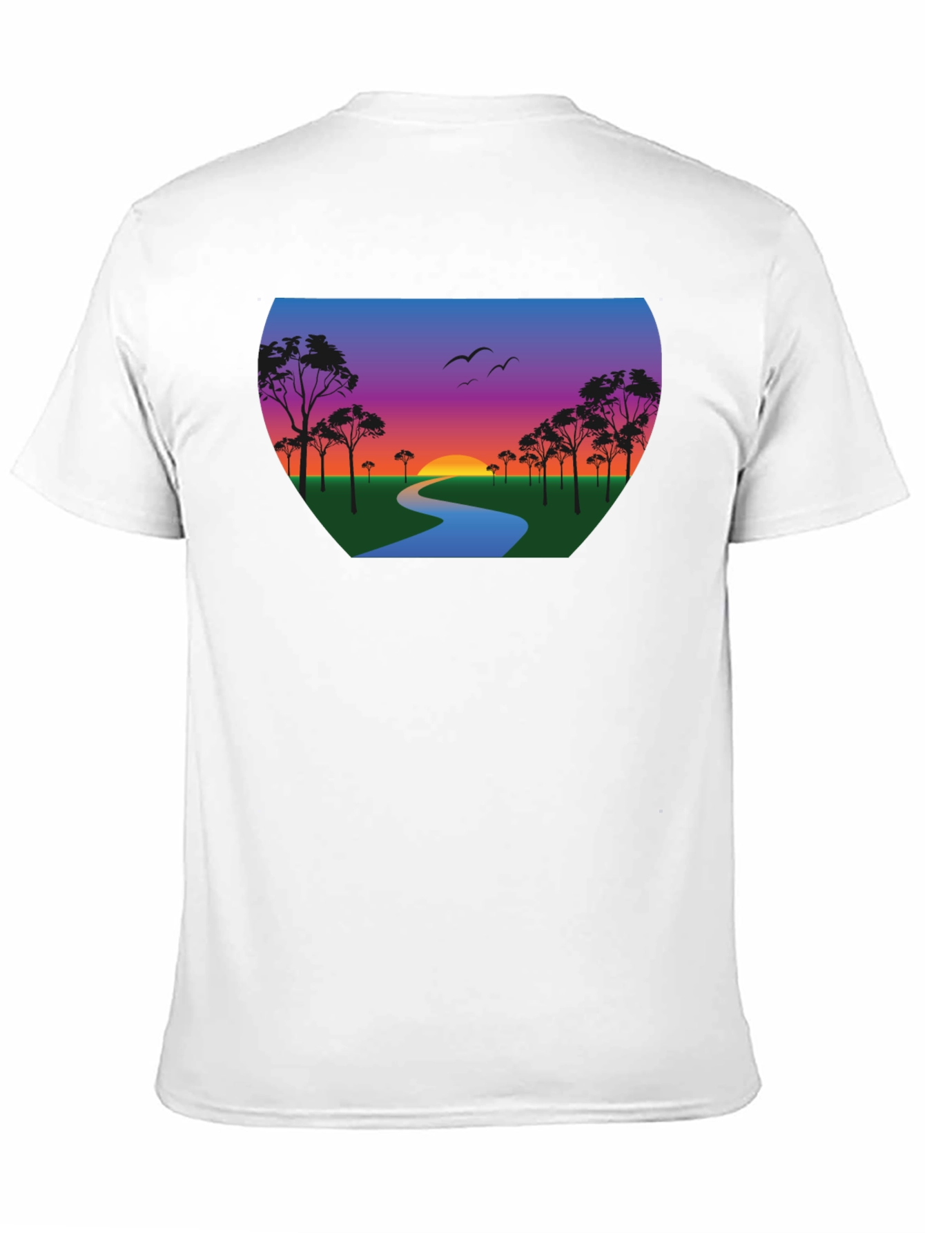 Sunset River Graphic Tee - Black Cotton Blend