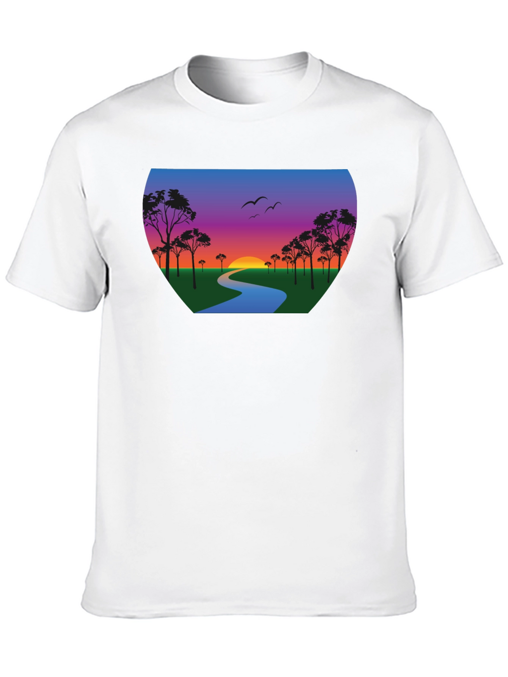 Sunset River Graphic Tee - Black Cotton Blend