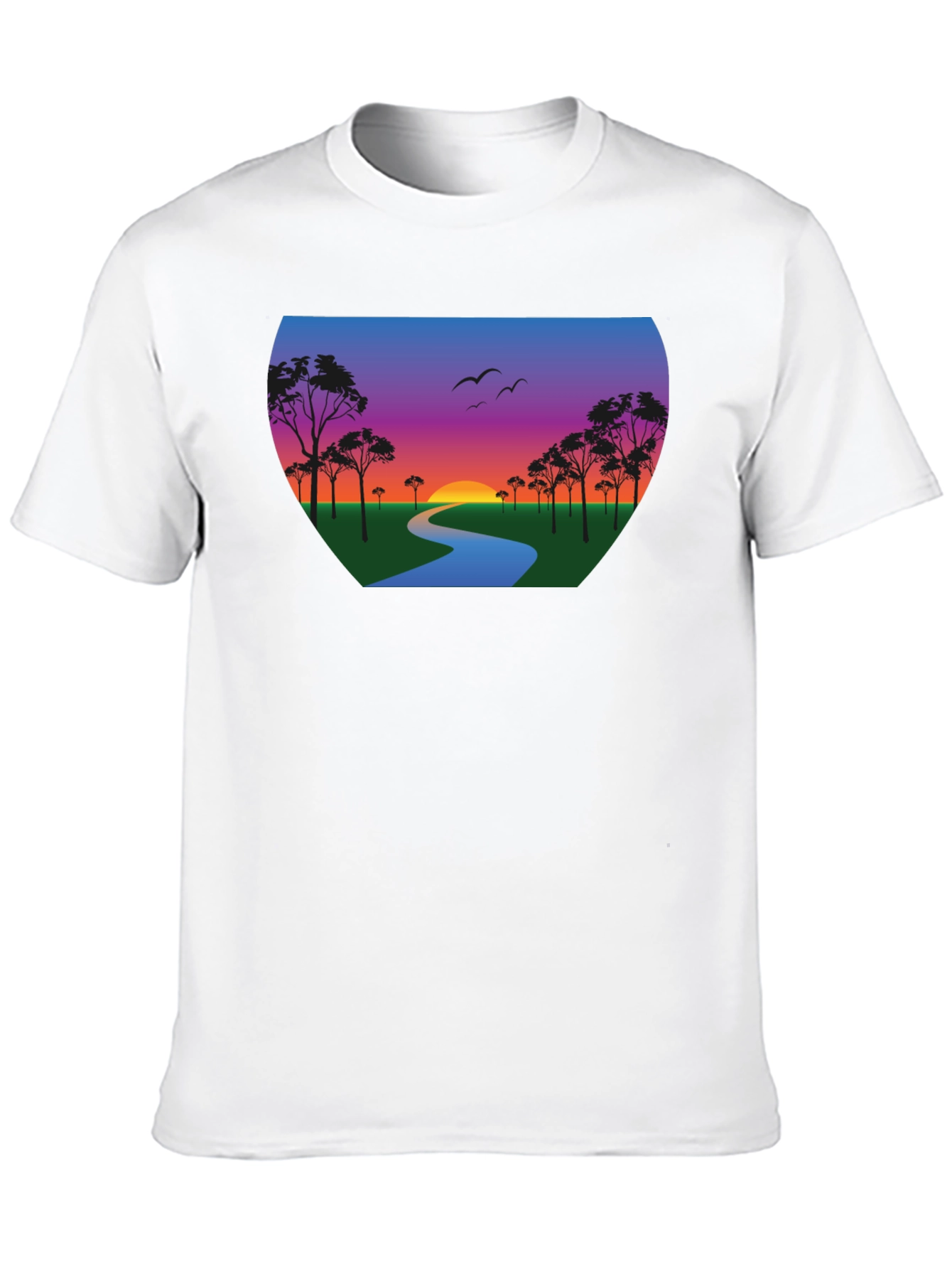 Sunset River Graphic Tee - Black Cotton Blend