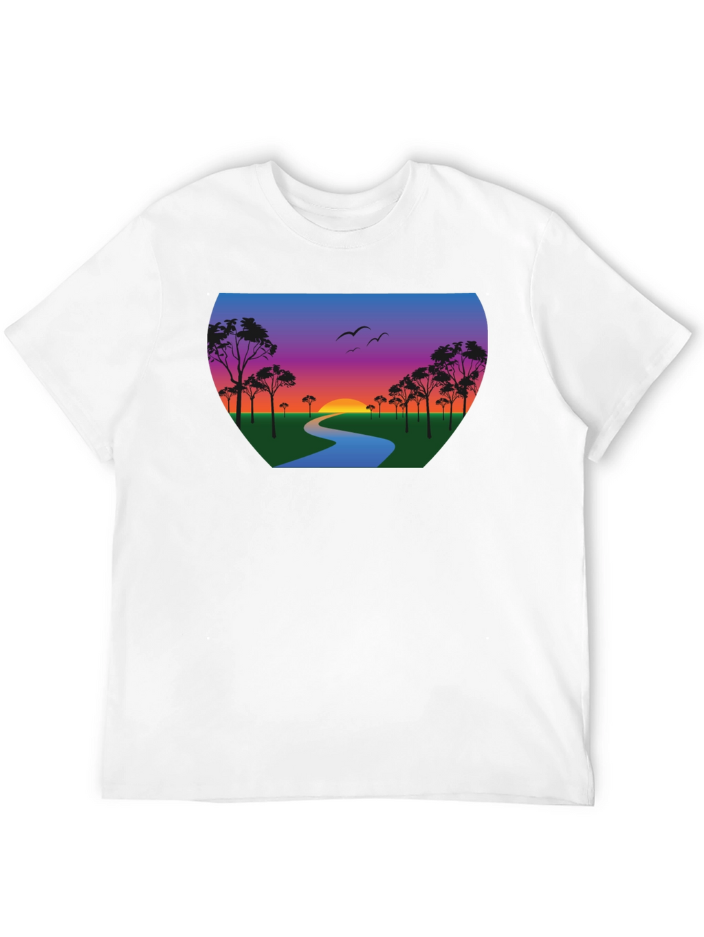 Sunset River Graphic Tee - Black Cotton Blend