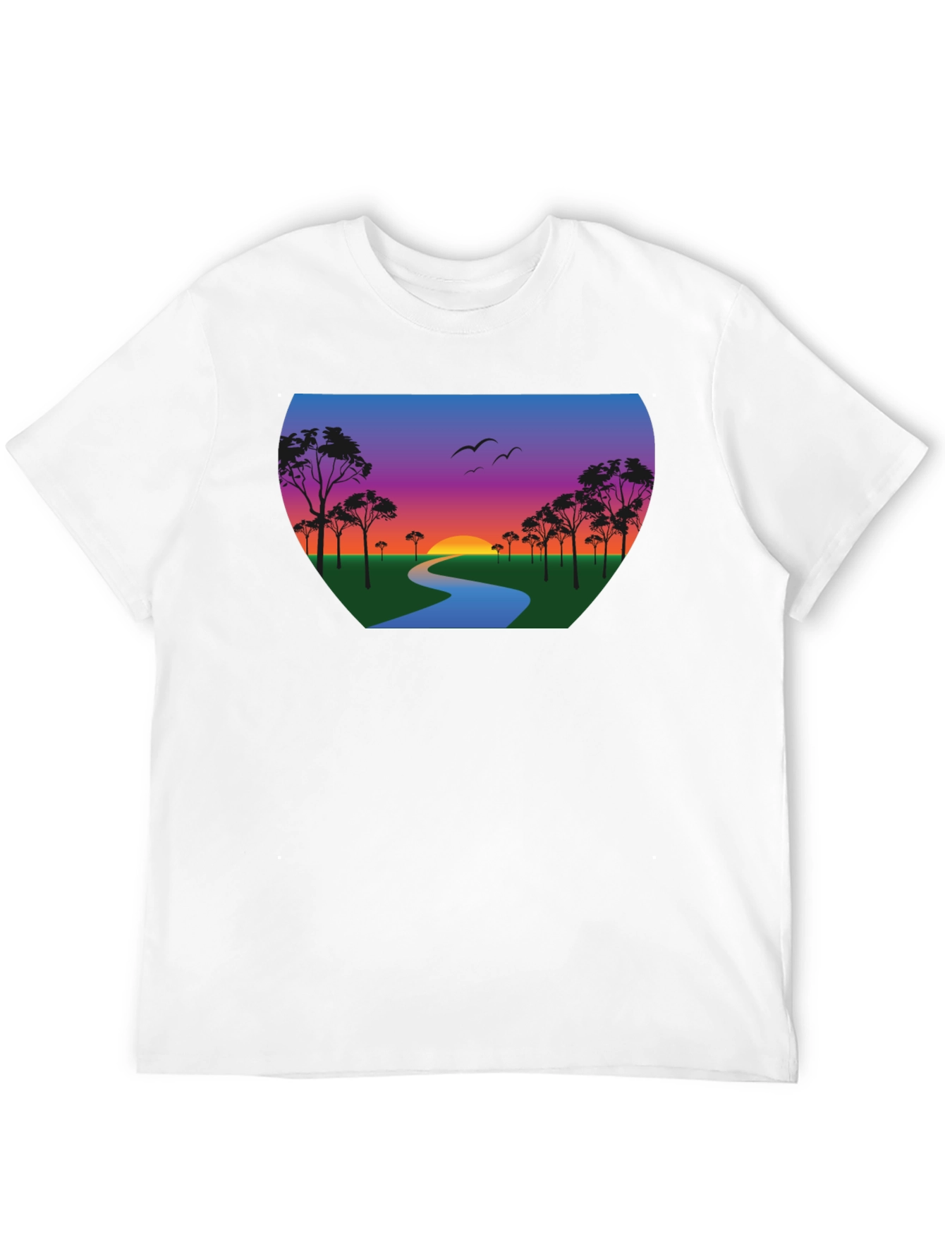 Sunset River Graphic Tee - Black Cotton Blend