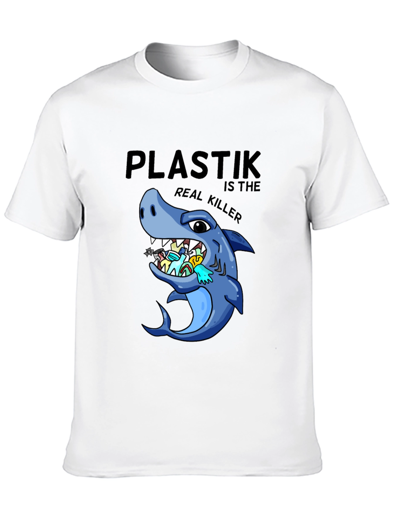 Plastik is the Real Killer T-Shirt - Shark Conservation