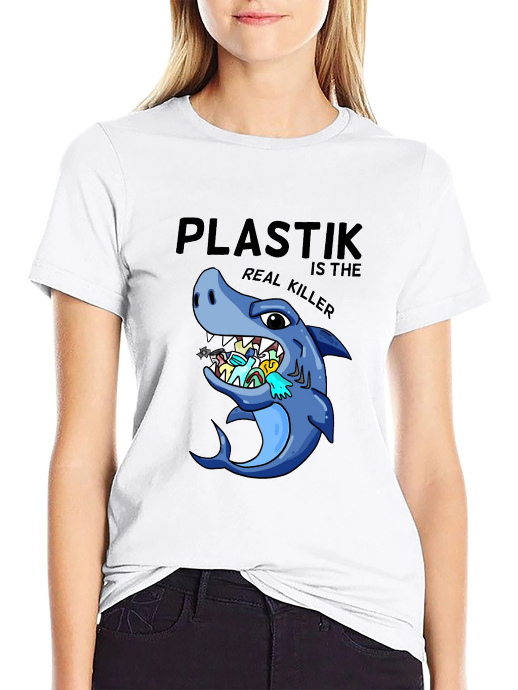 Plastik is the Real Killer T-Shirt - Shark Conservation