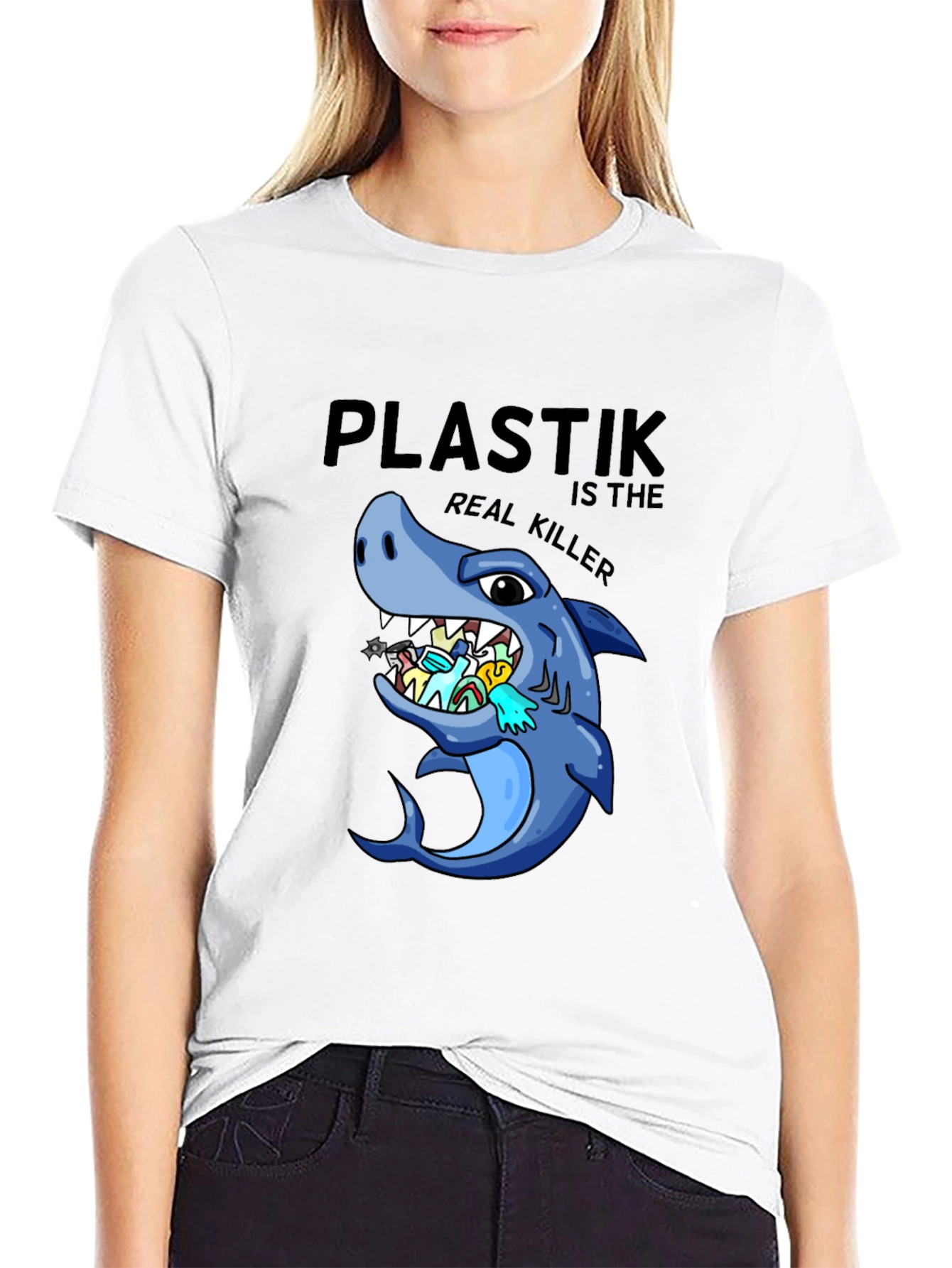 Plastik is the Real Killer T-Shirt - Shark Conservation