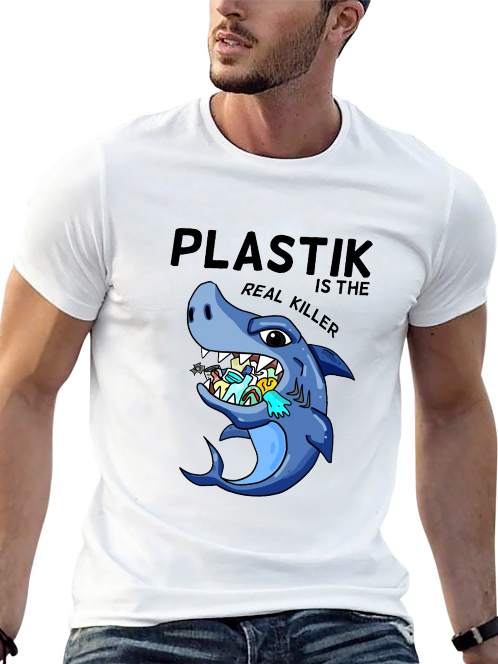 Plastik is the Real Killer T-Shirt - Shark Conservation