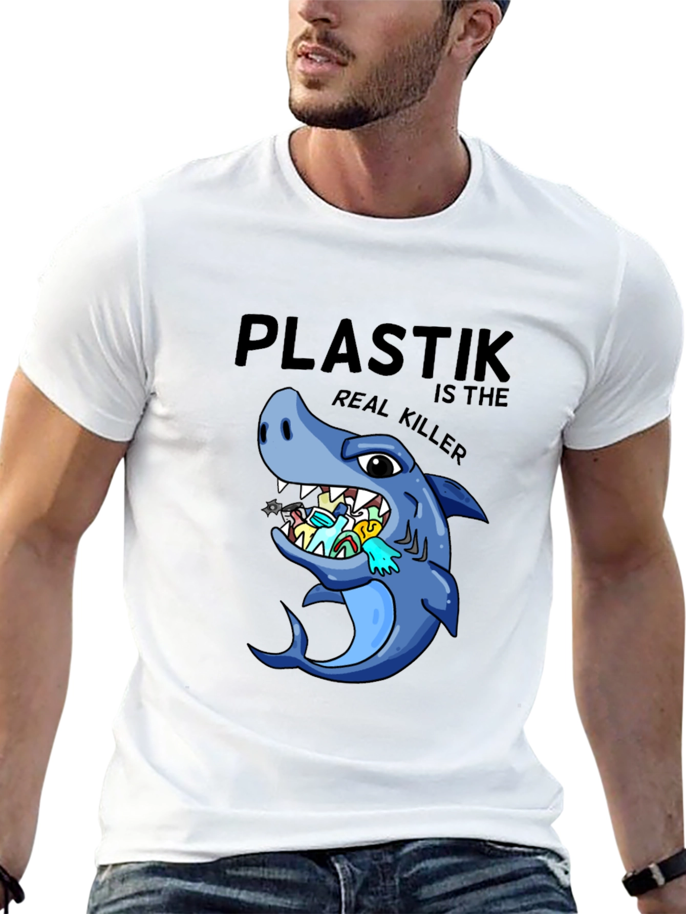 Plastik is the Real Killer T-Shirt - Shark Conservation