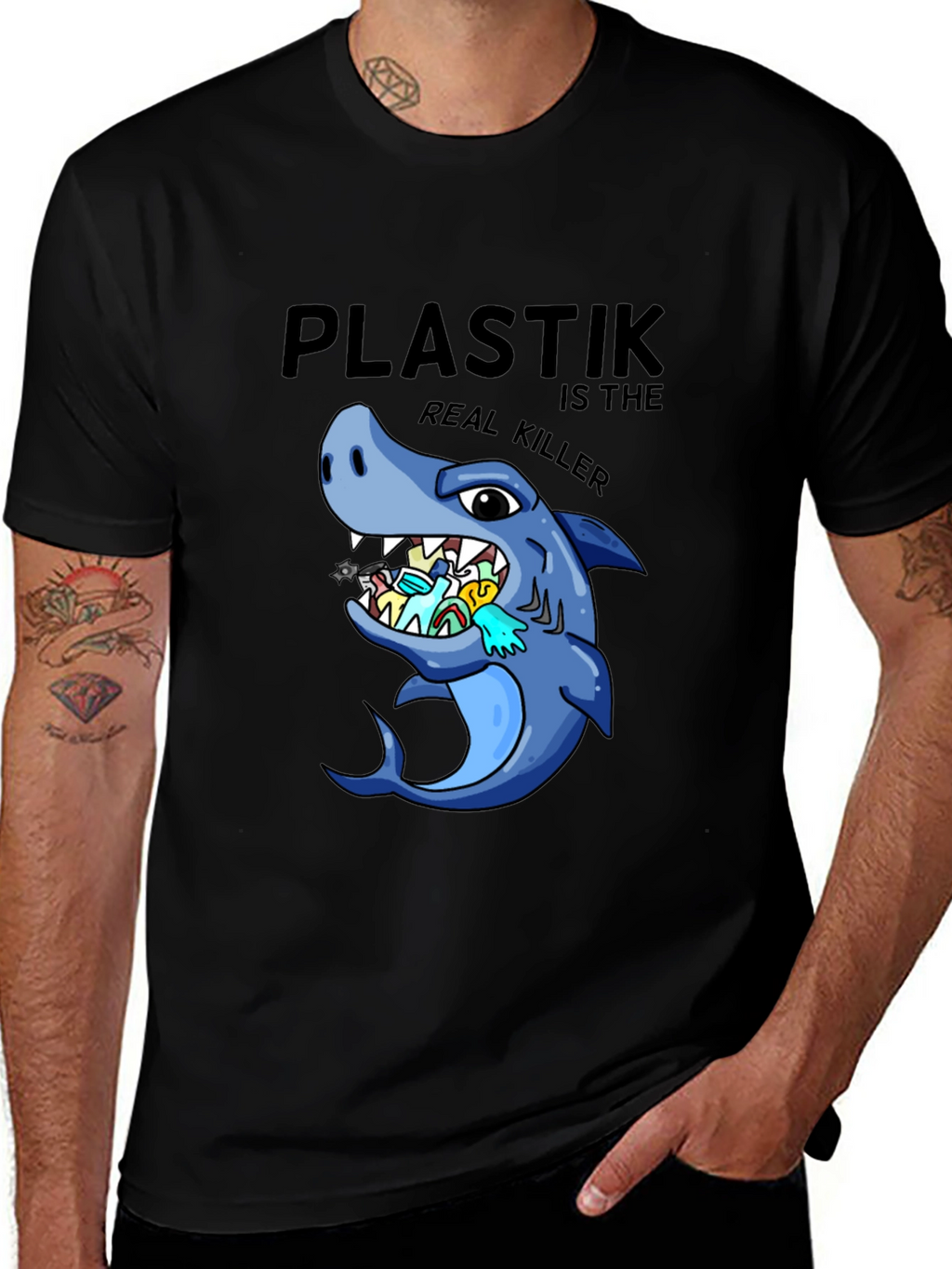 Plastik is the Real Killer T-Shirt - Shark Conservation