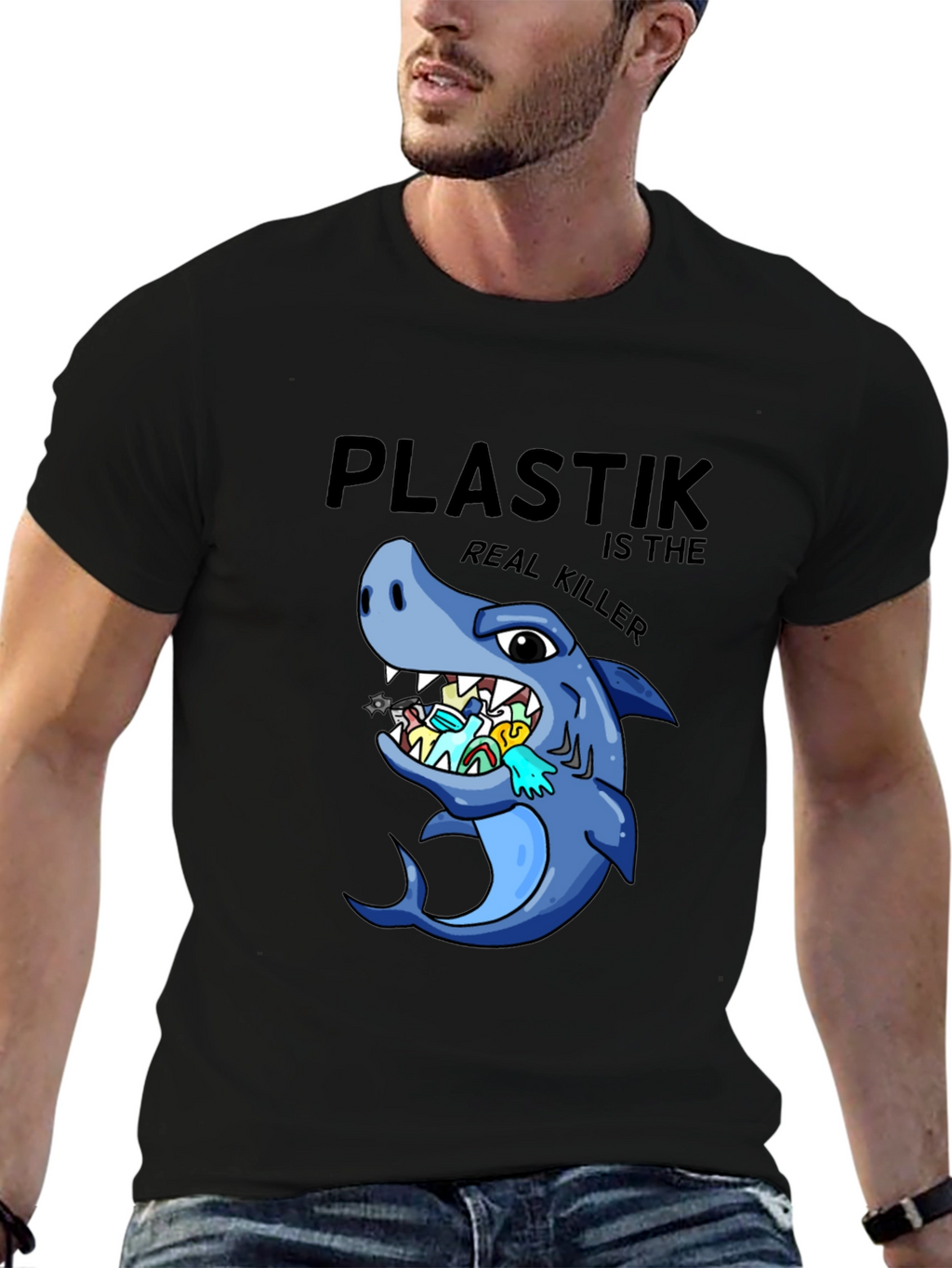 Plastik is the Real Killer T-Shirt - Shark Conservation