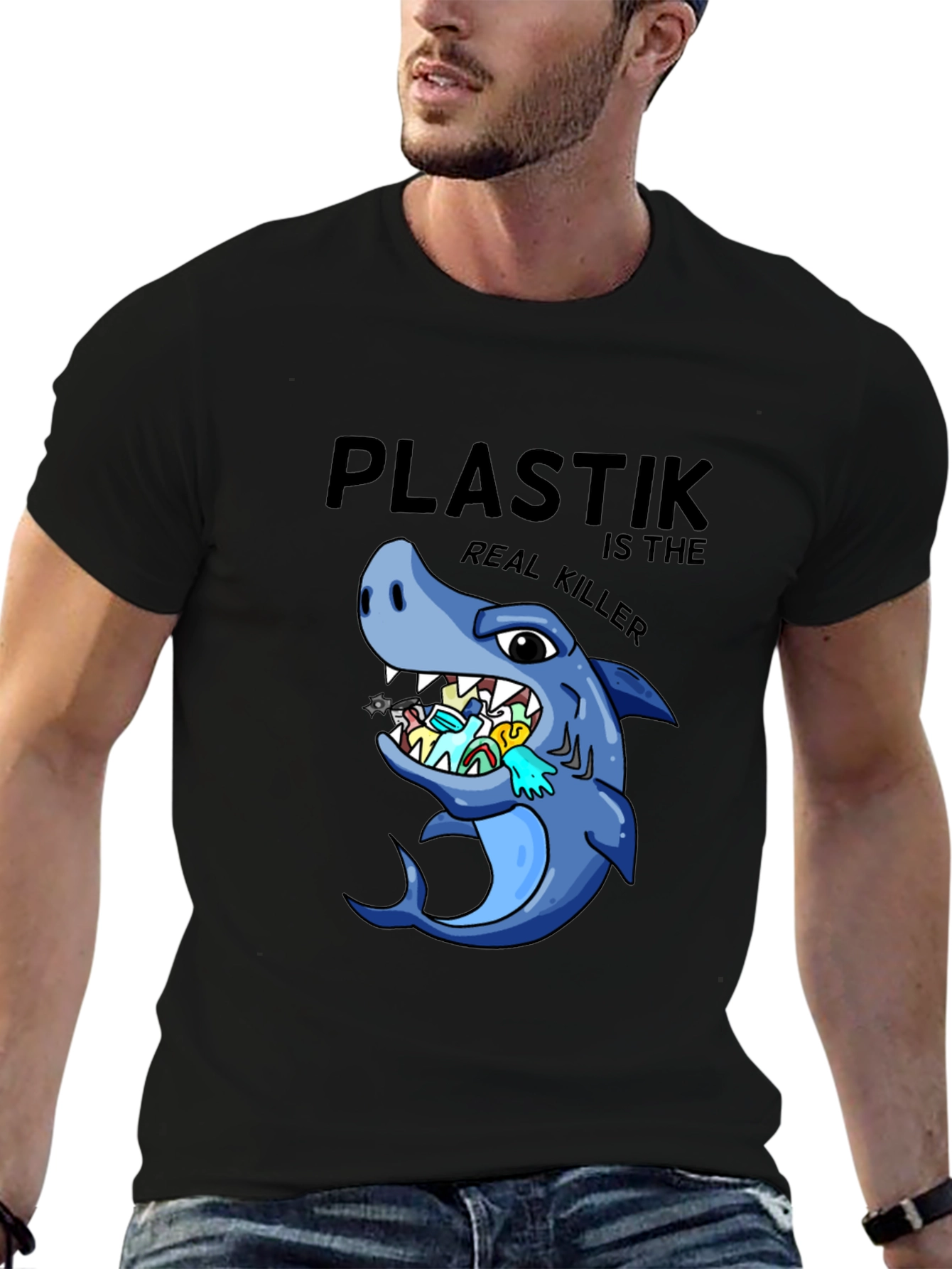Plastik is the Real Killer T-Shirt - Shark Conservation
