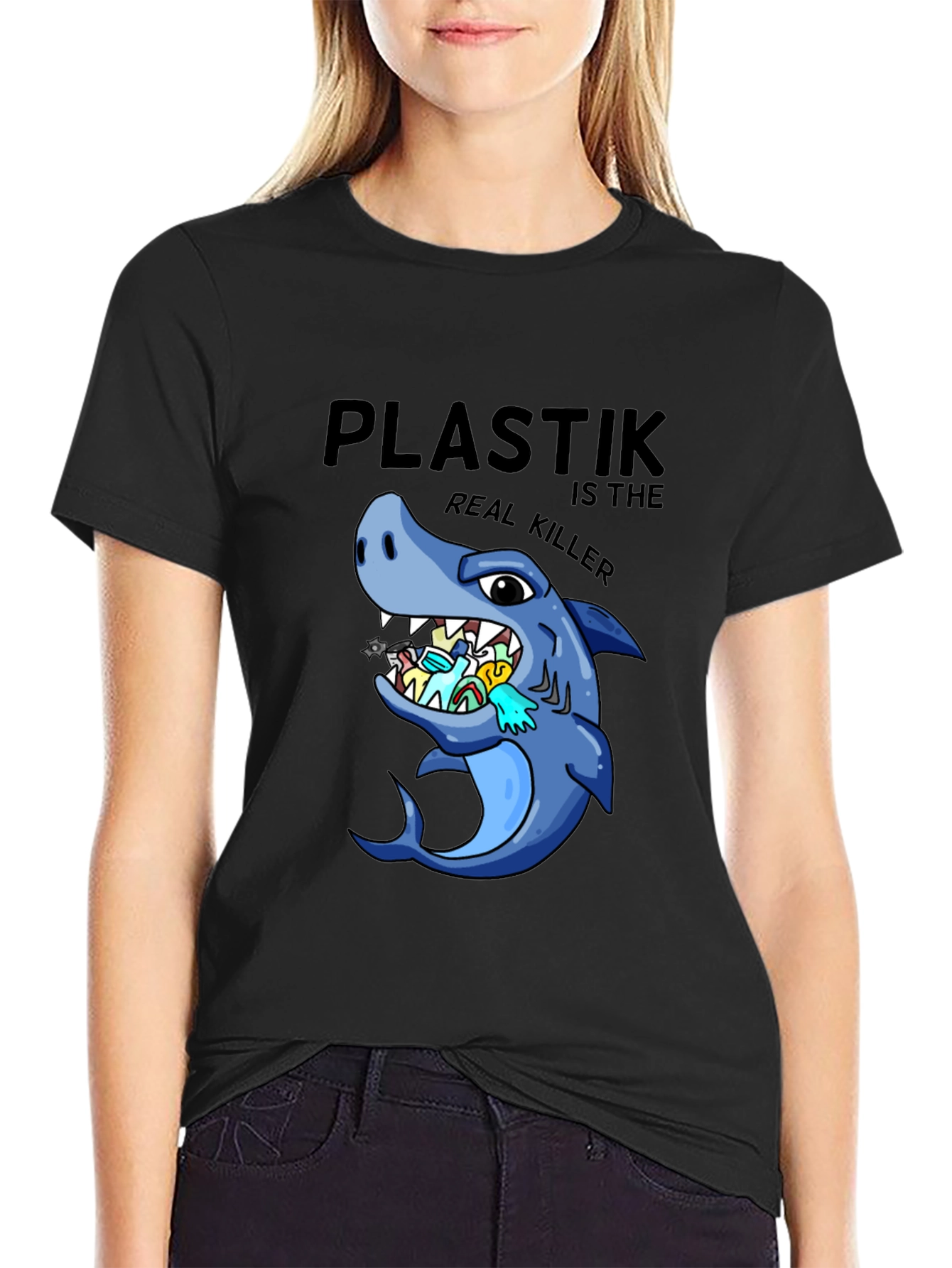 Plastik is the Real Killer T-Shirt - Shark Conservation