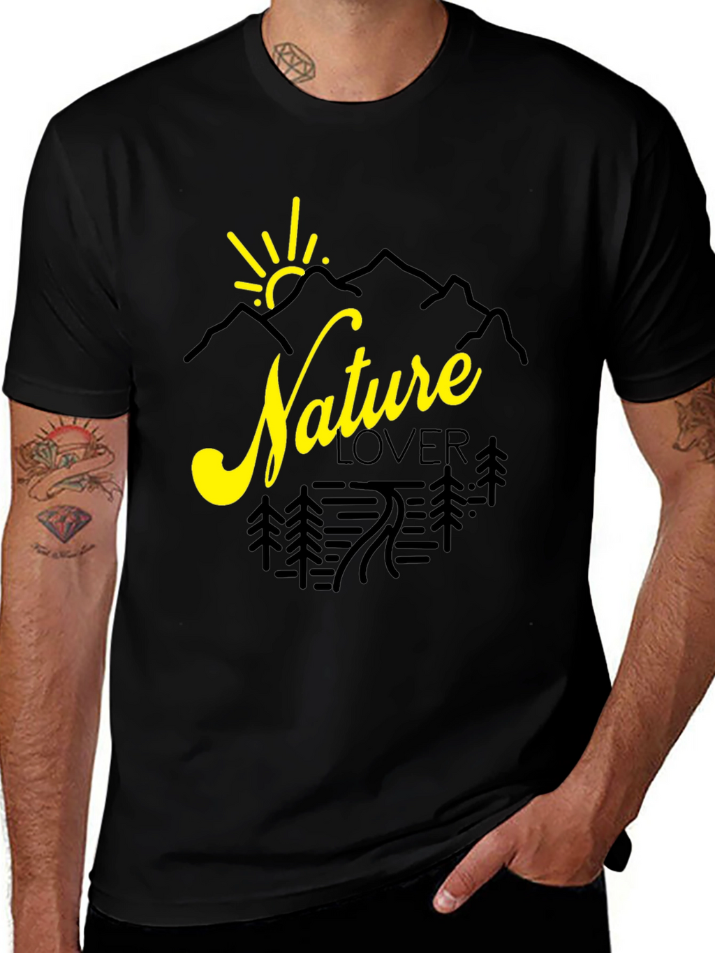 Nature Lover Graphic Tee - Black Cotton Shirt