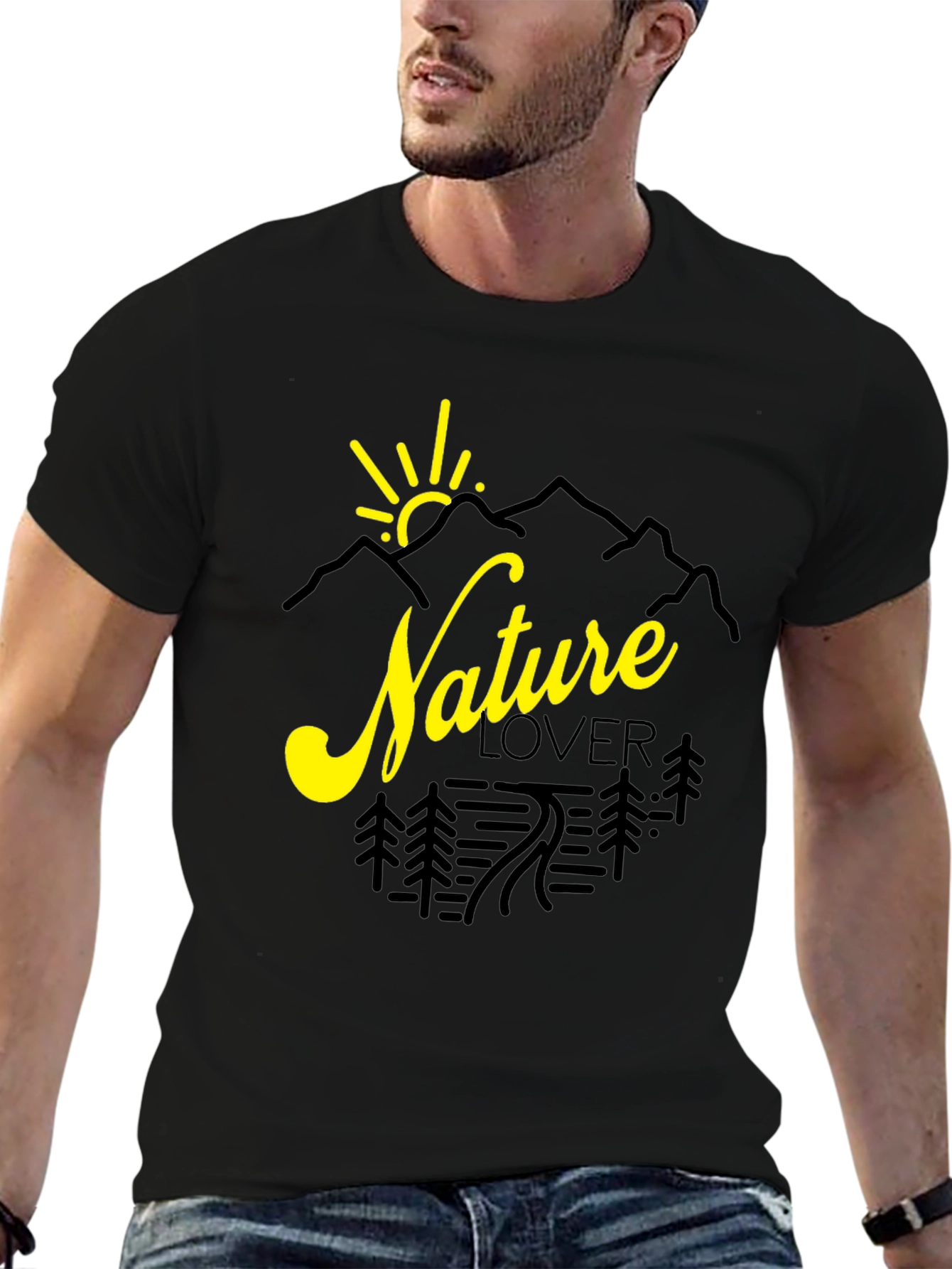Nature Lover Graphic Tee - Black Cotton Shirt