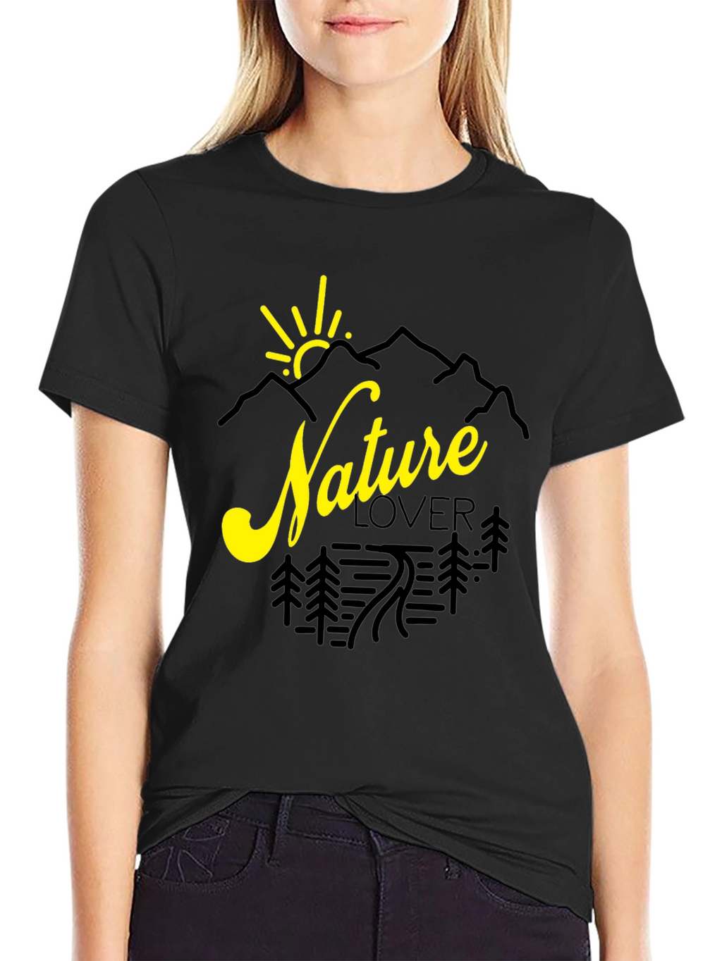 Nature Lover Graphic Tee - Black Cotton Shirt