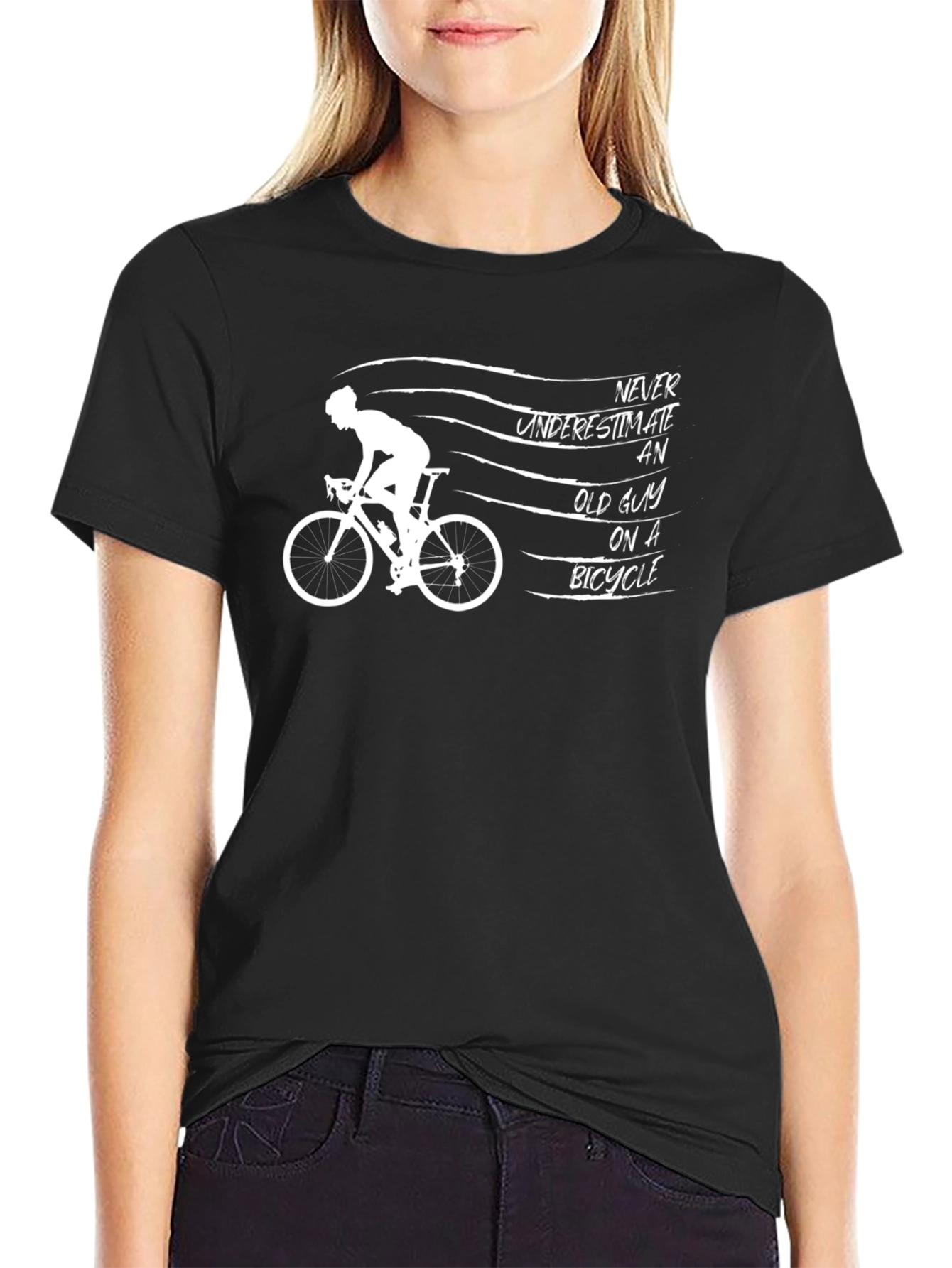 Old Guy on a Bike Graphic Tee - Black