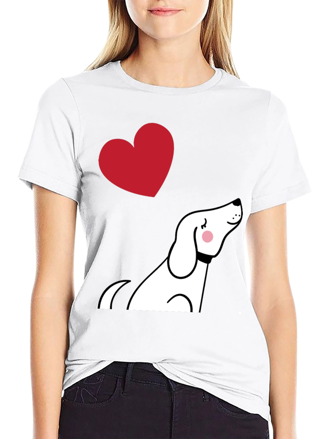 Dog Lover Graphic Tee - Cute Heart Design