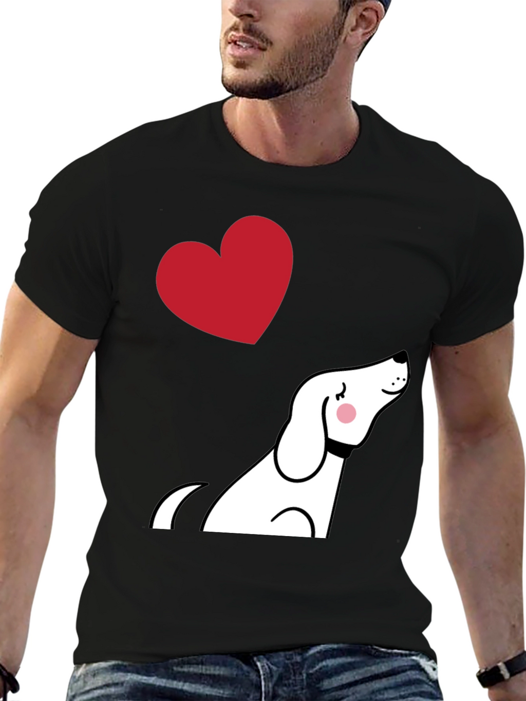 Dog Lover Graphic Tee - Cute Heart Design