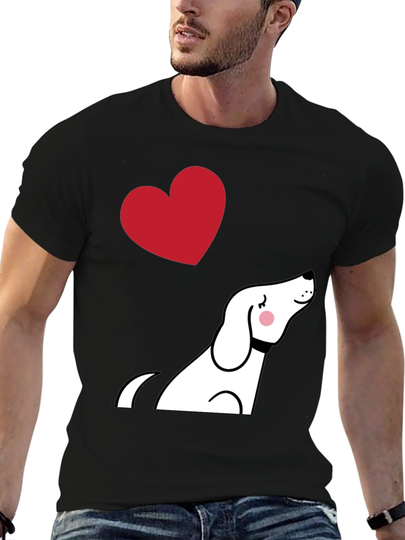 Dog Lover Graphic Tee - Cute Heart Design