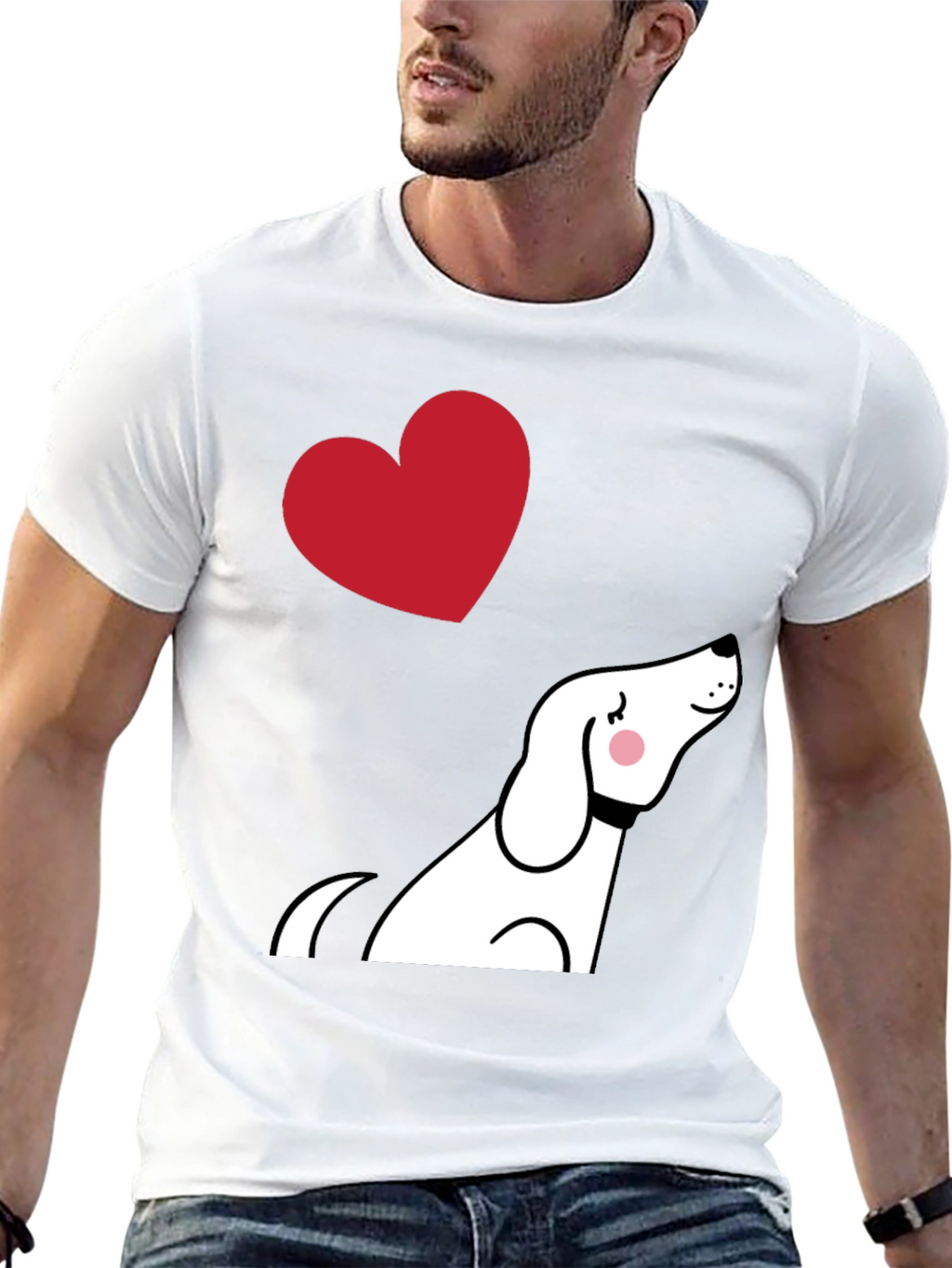 Dog Lover Graphic Tee - Cute Heart Design